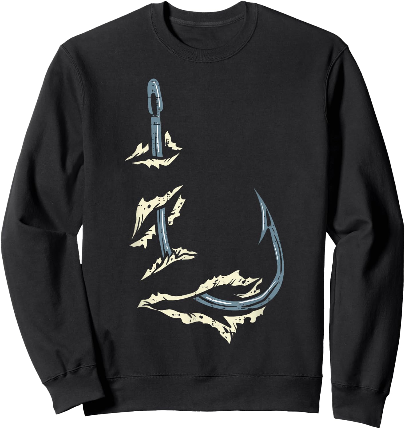Fish Hook Cool Fishing Fisher Fisherman Angler Men Women Dad Sweatshirt - Sweatshirt | Black