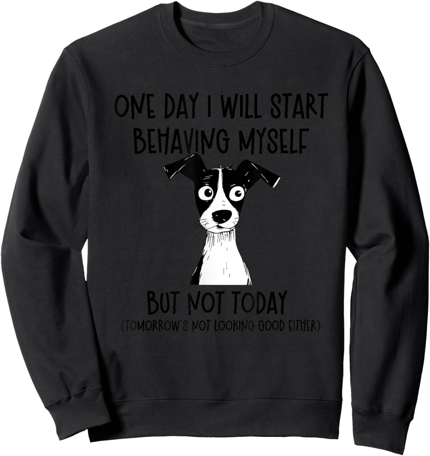 One Day I Will Start Behaving Myself But Not Today Dog Funny Sweatshirt - Sweatshirt | Black