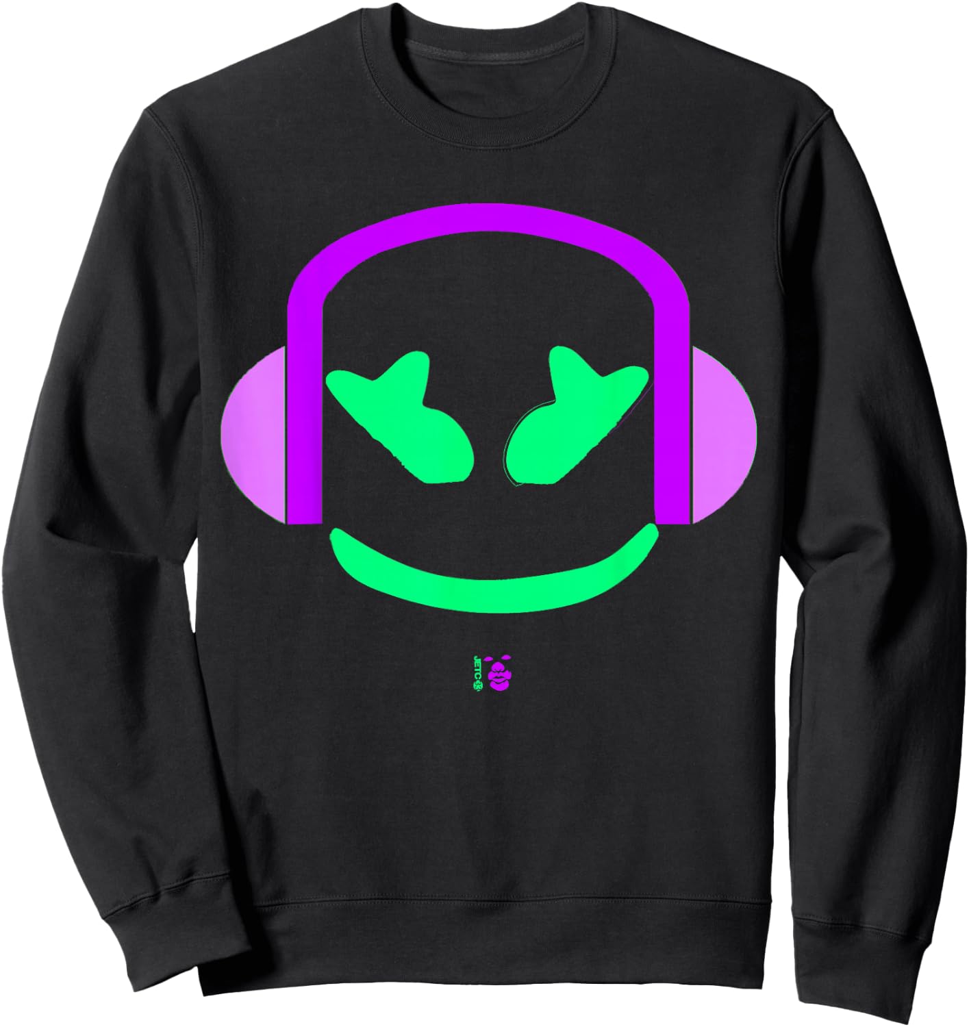 Marshmallow Purple Angry Face Headphones Sweatshirt - Sweatshirt | Black