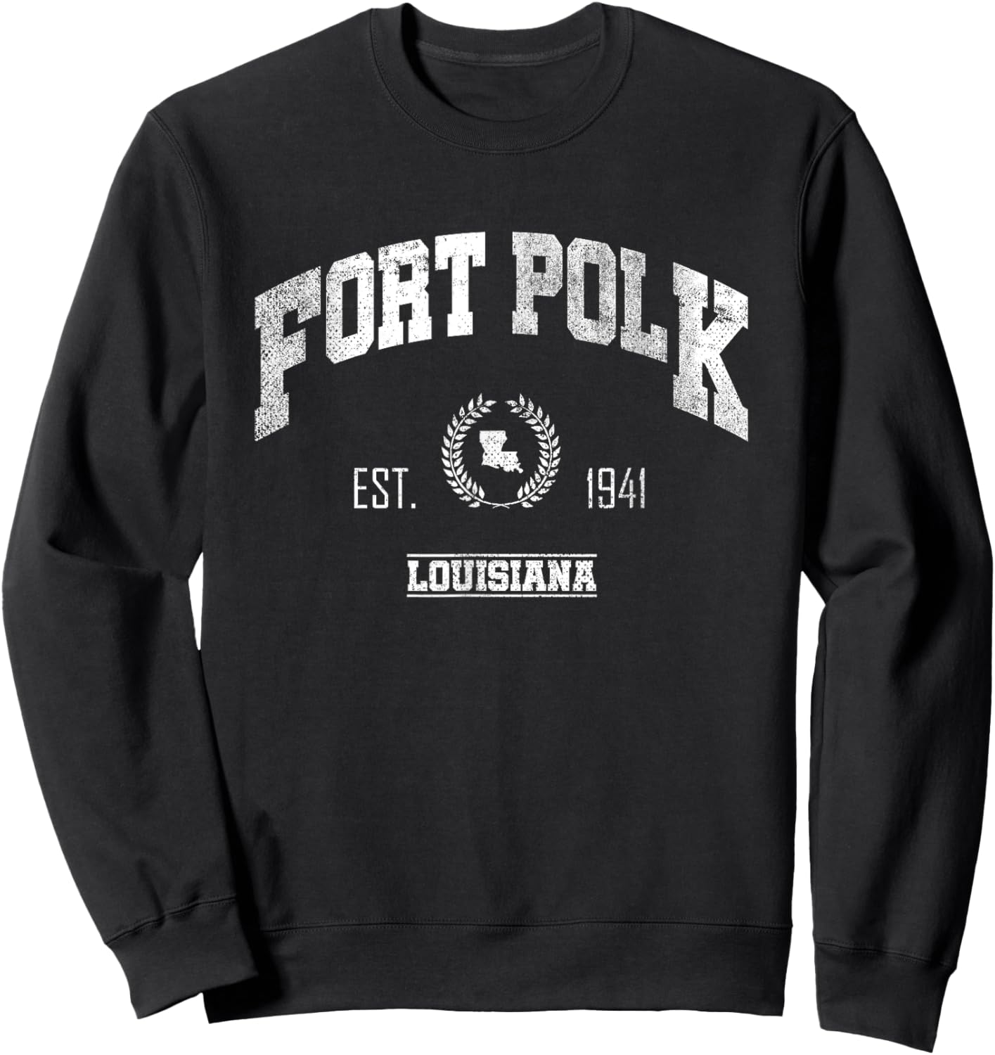 Fort Polk LA | Louisiana | Vintage Throwback Sweatshirt - Sweatshirt | Black
