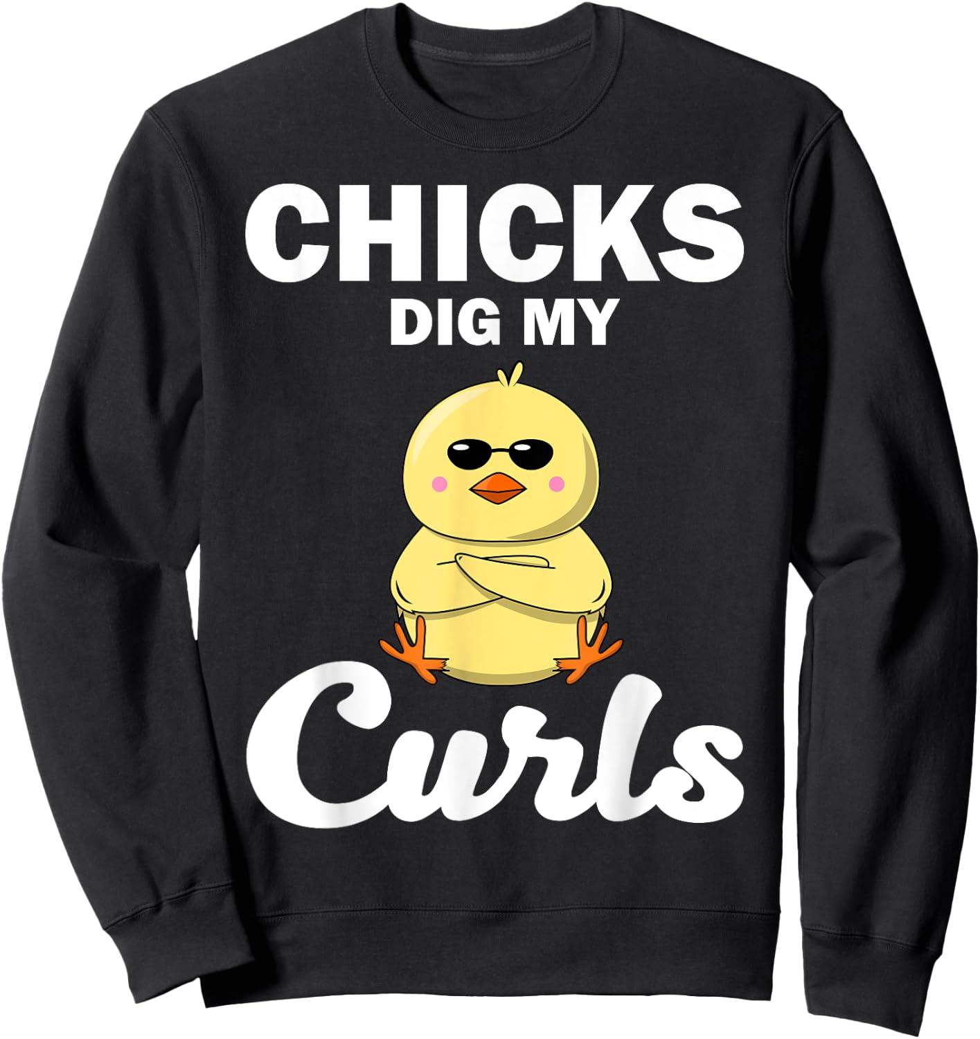 Funny Chicks Dig My Curls Gift Toddlers Curly Hair Boys Sweatshirt - Sweatshirt | Black