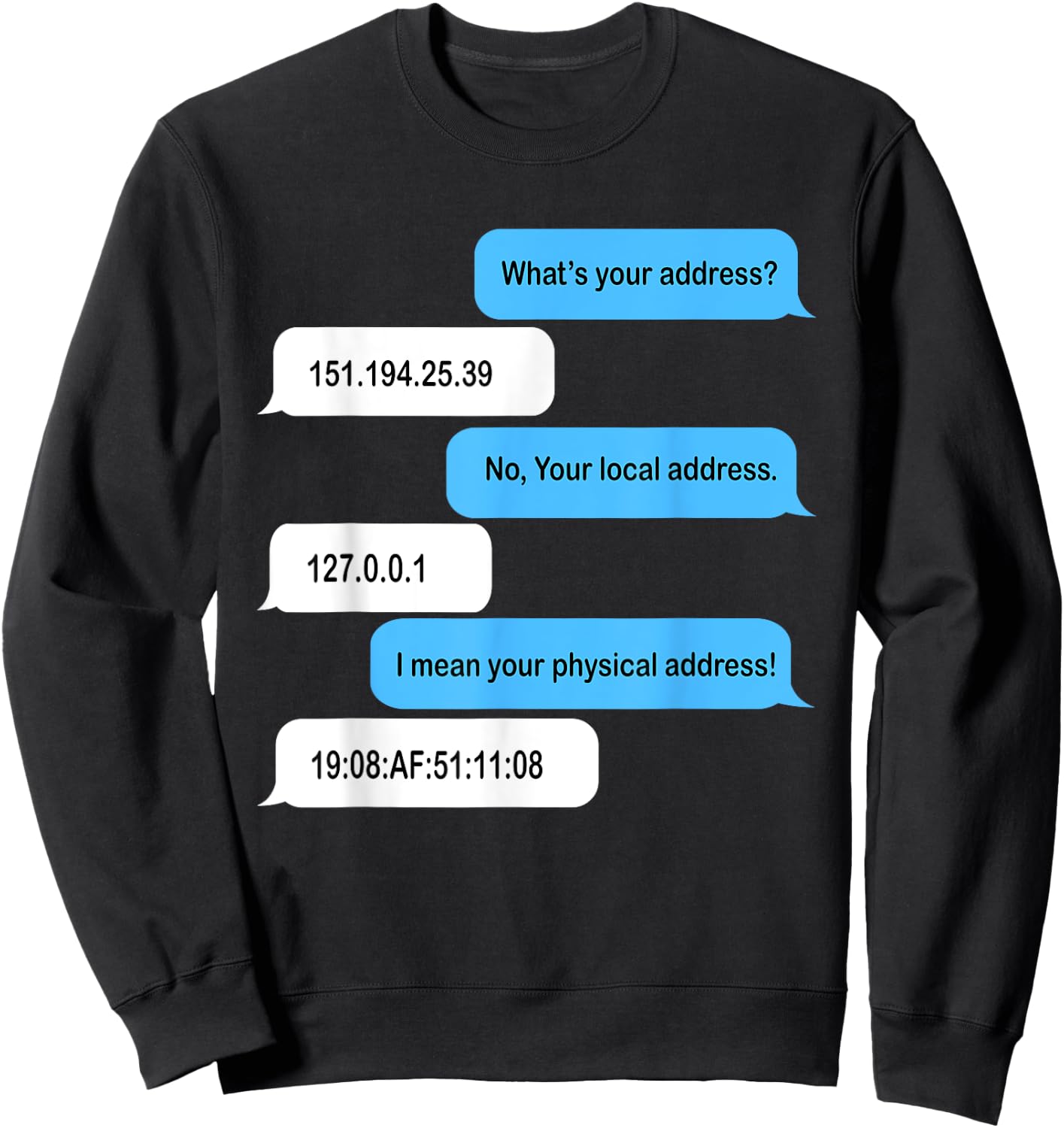What's Your Address Funny Coder Chat Sweatshirt - Sweatshirt | Black