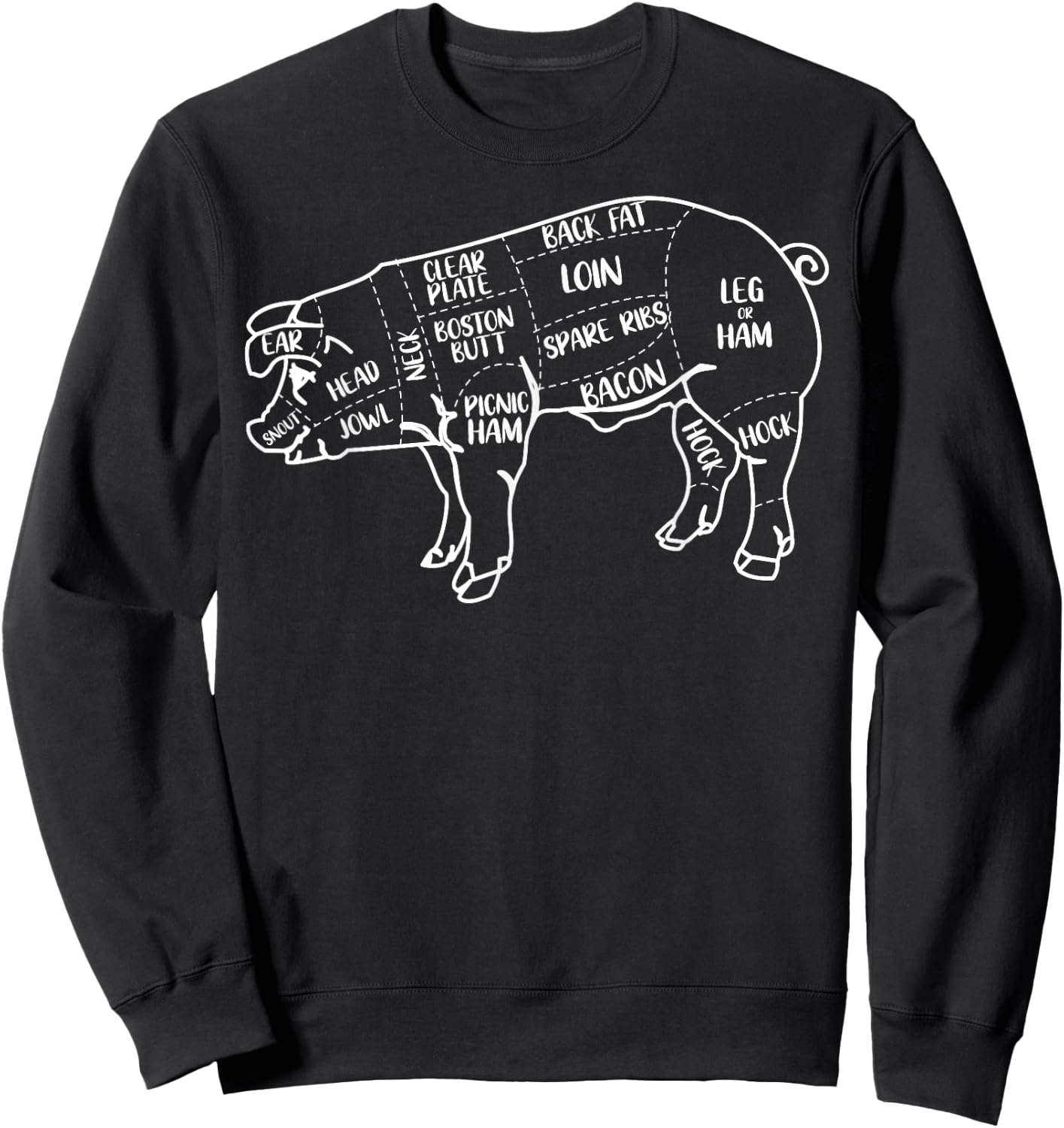 Pig and Pork Diagram design, Butcher design, Bacon gift Sweatshirt - Sweatshirt | Black
