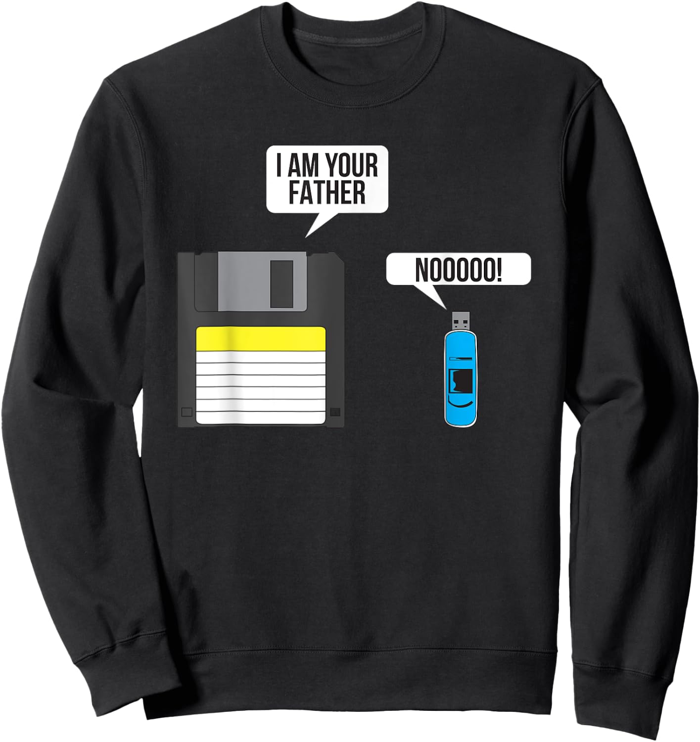 Funny Father Floppy Disk and Son USB Flash Drive Nerdy Gift Sweatshirt - Sweatshirt | Black