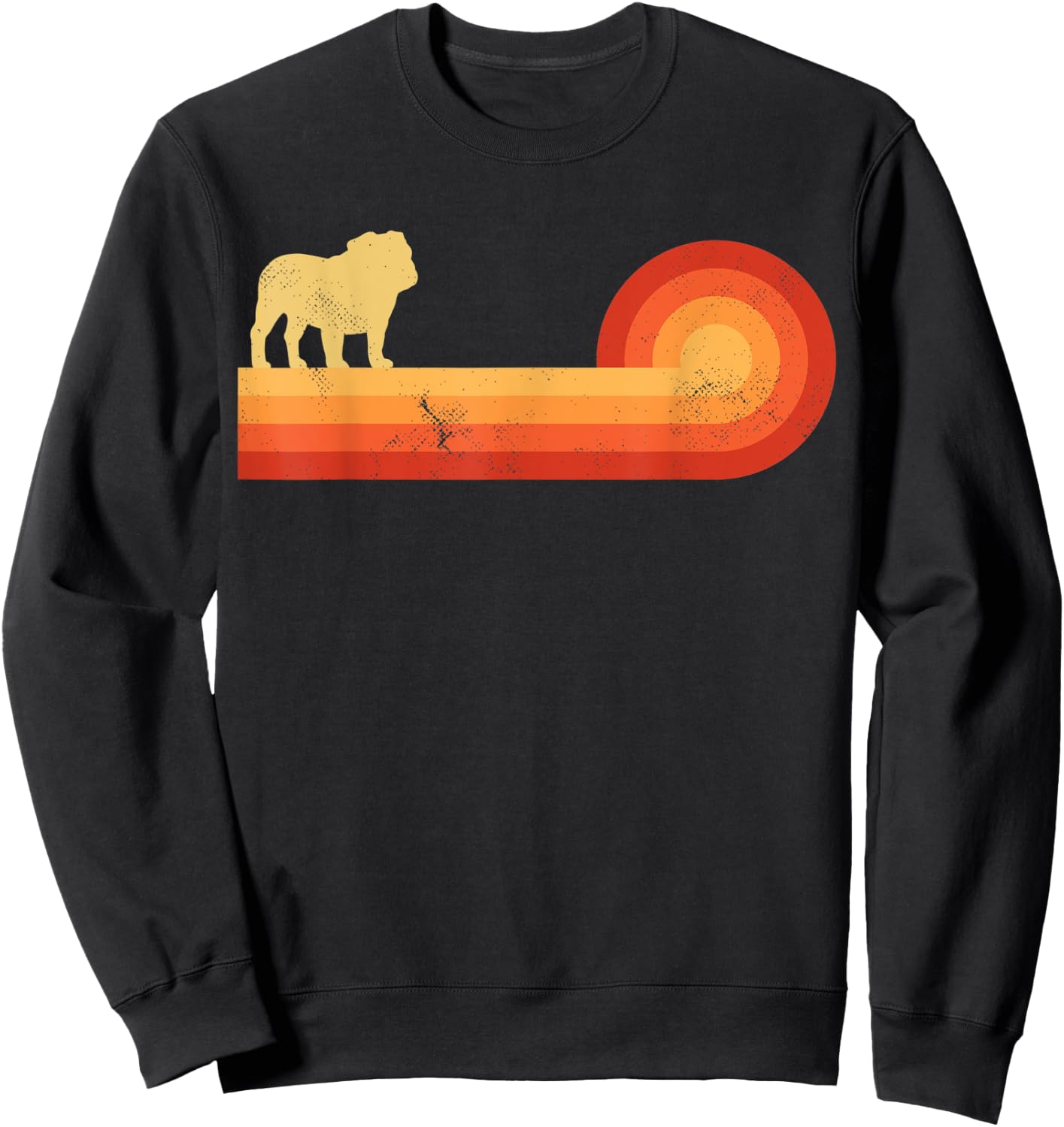 English Bulldog Retro Vintage 60s 70s Sunset Dog Lovers Men Sweatshirt - Sweatshirt | Black