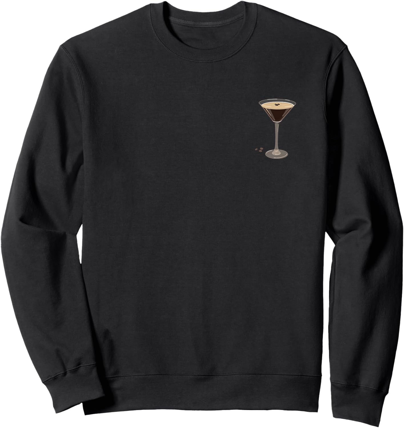 Glass Espresso Martini Minimalist Elegance Pocket Drinking Sweatshirt - Sweatshirt | Black