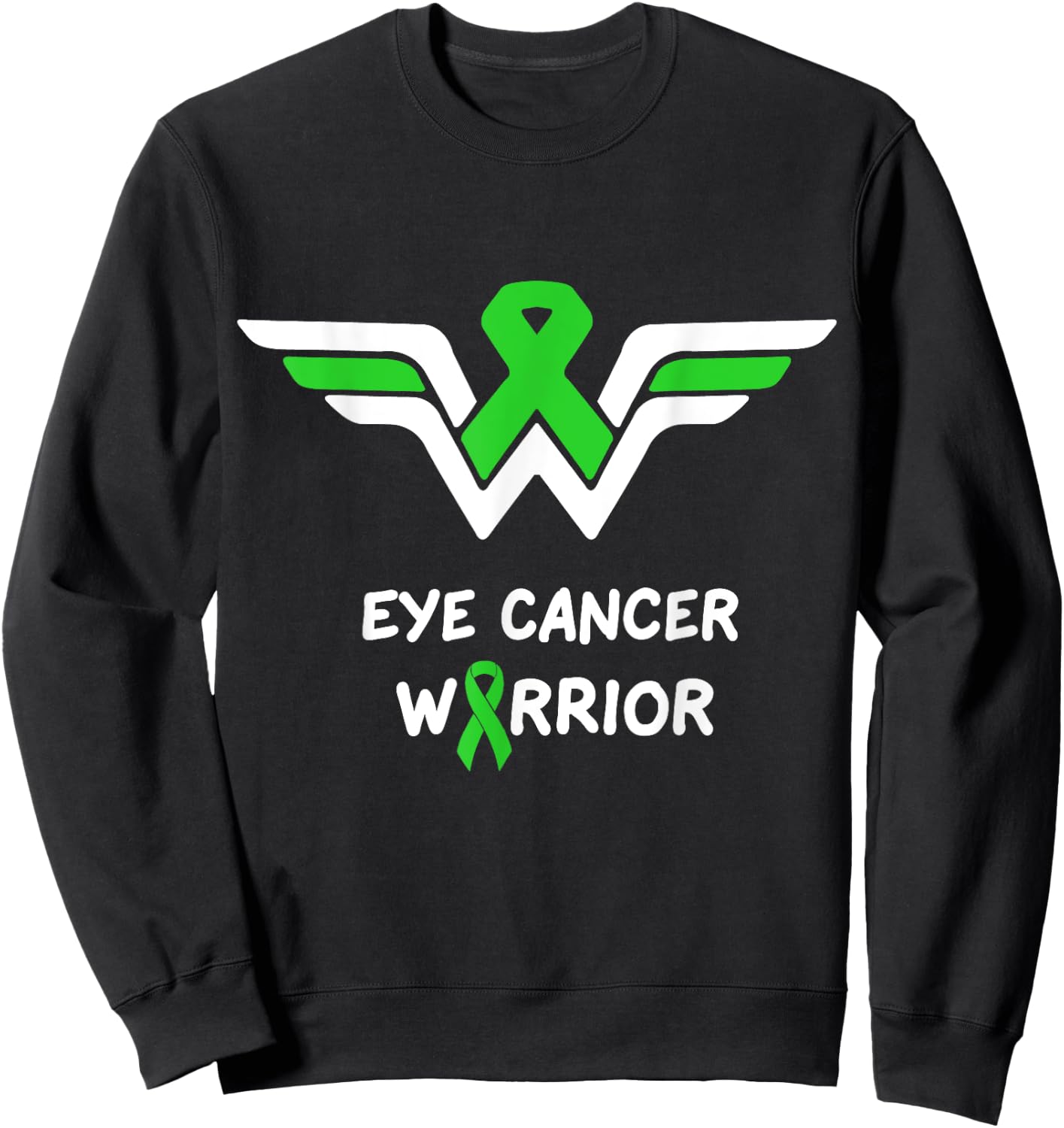 Eye Cancer Awareness Warrior Support Green Ribbon Gifts Sweatshirt - Sweatshirt | Black