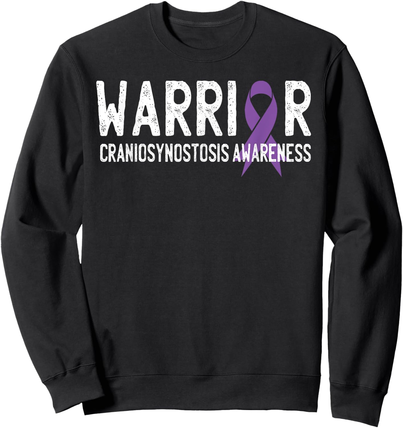 Warrior Craniosynostosis CSO Awareness Purple Ribbon Support Sweatshirt - Sweatshirt | Black