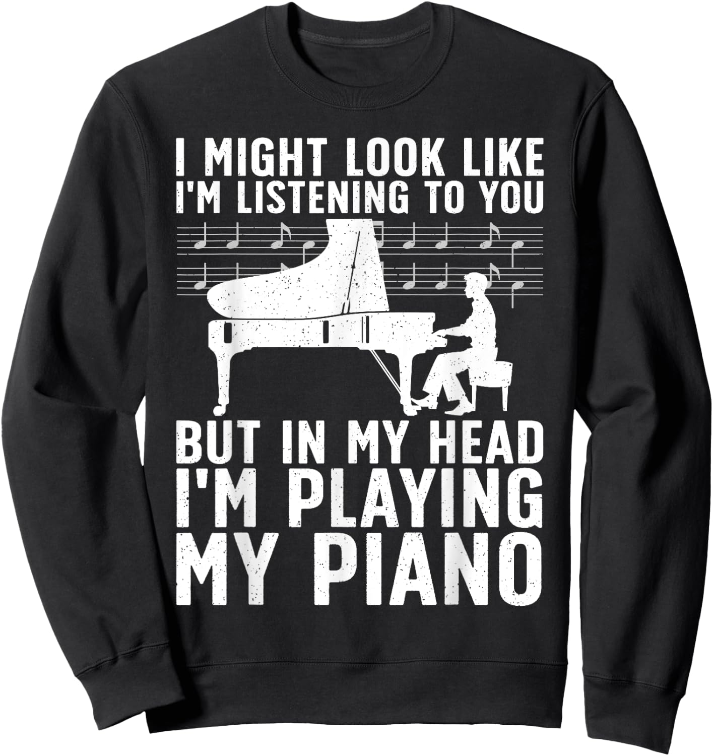 Funny Piano Art Women Music Keyboard Piano Lovers Sweatshirt - Sweatshirt | Black