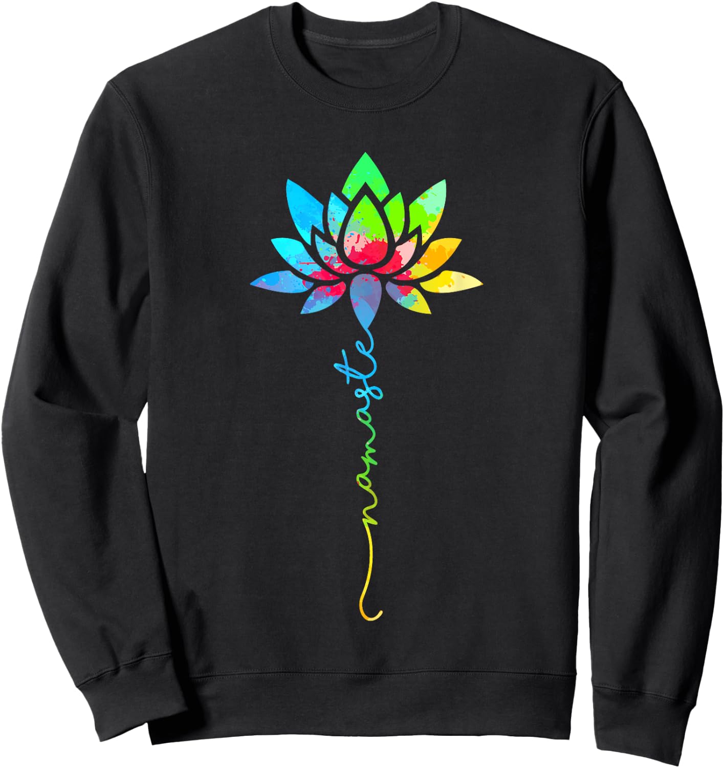 Namaste Rainbow Mandala Lotus Flower Meditation Yoga Sweatshirt - Sweatshirt | Black