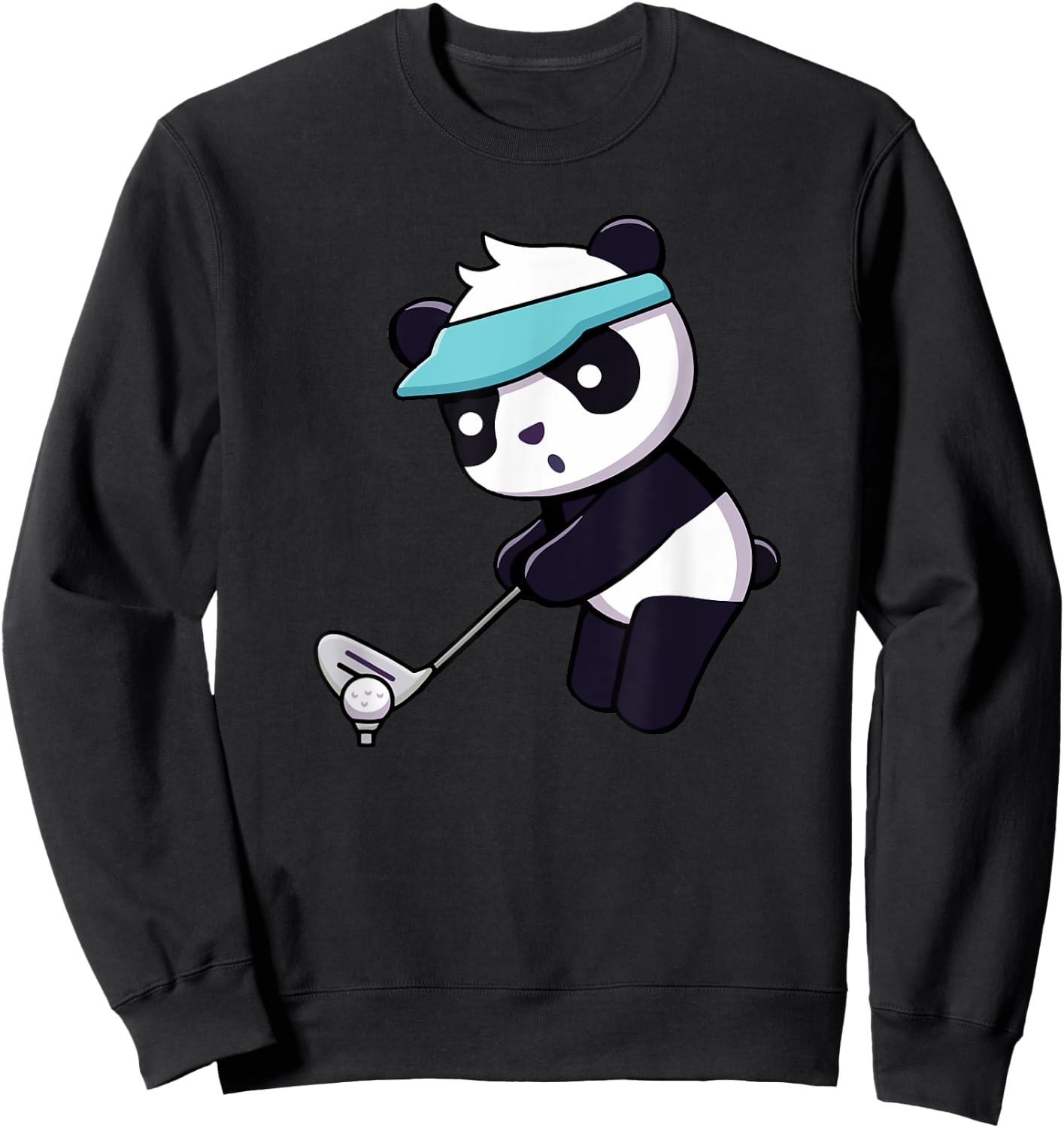 Panda Playing Golf Funny Animal Golfer Panda Bear Golfing Sweatshirt - Sweatshirt | Black