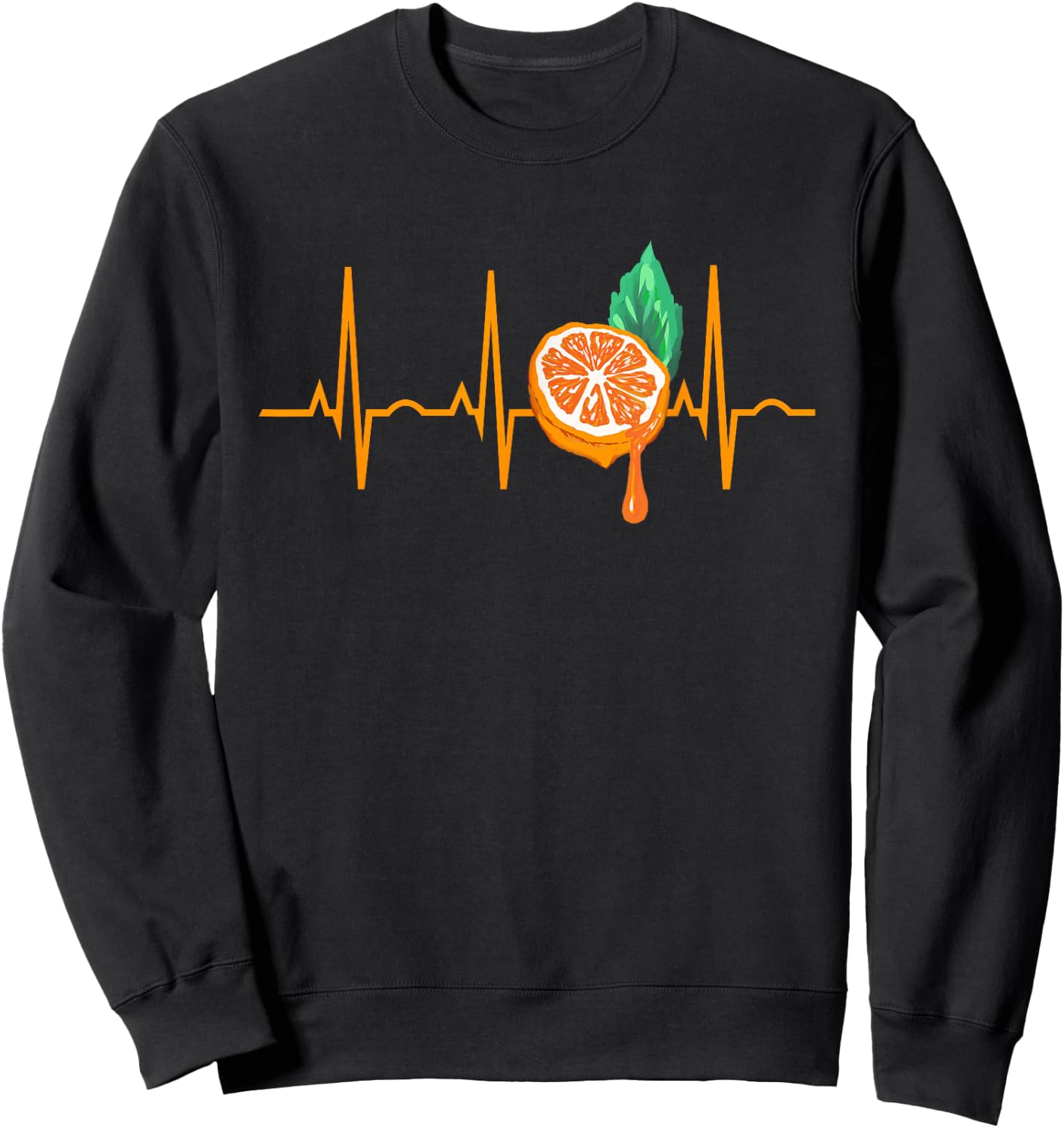 Orange Juice Heartbeat Funny EKG Citrus Gift Men Women Kids Sweatshirt - Sweatshirt | Black