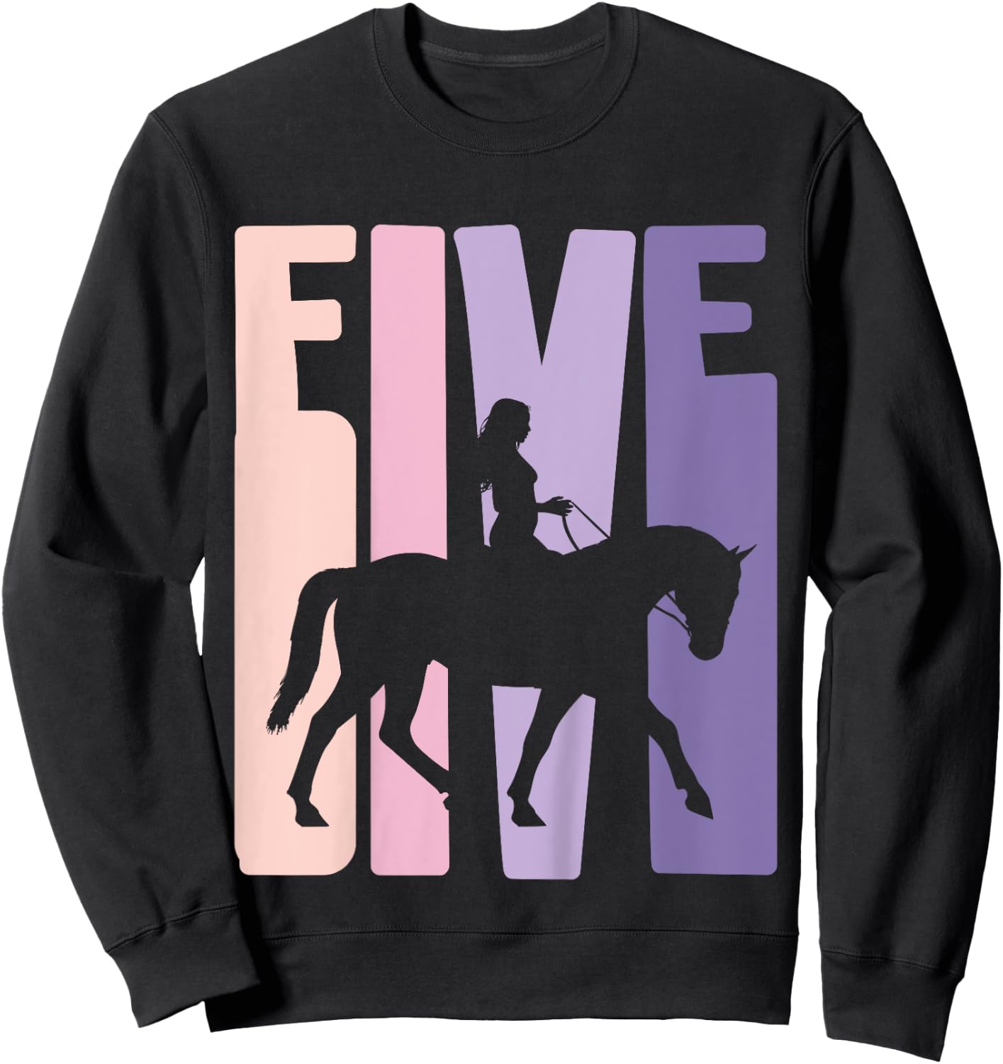 5th Birthday Gift Horse Rider Fan 5 Years Girls Sweatshirt - Sweatshirt | Black
