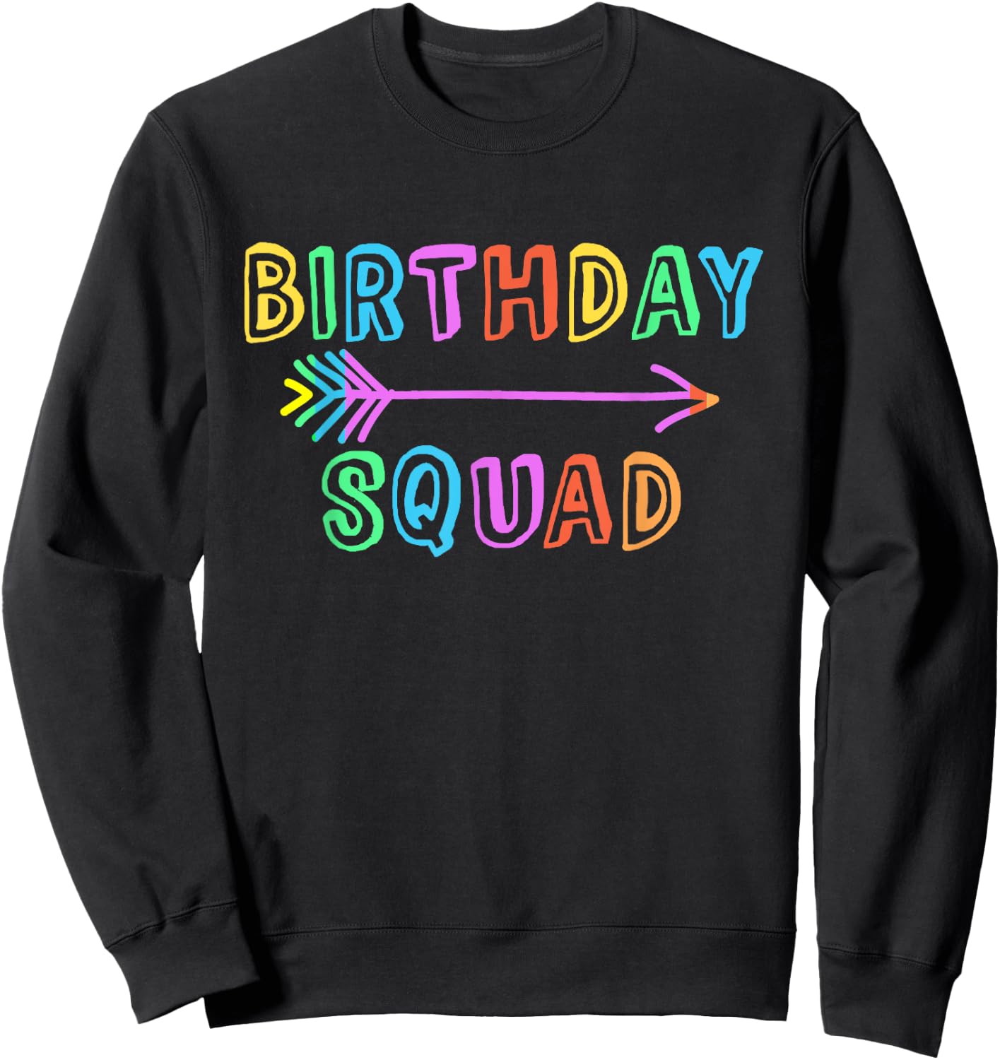 Colorful Kids Mom Dad Crew Matching Siblings Birthday Squad Sweatshirt - Sweatshirt | Black