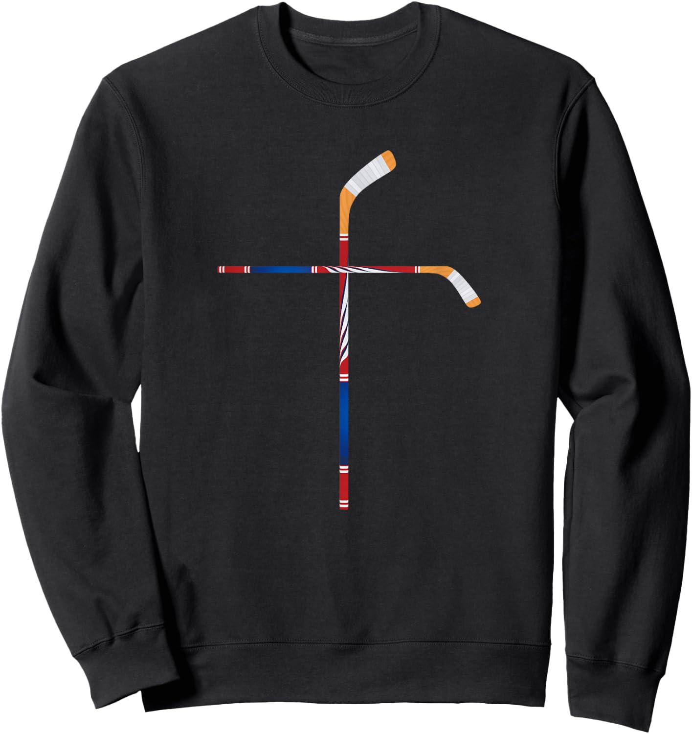 Christian Ice Hockey Sticks Cross Faith Sports Sweatshirt - Sweatshirt | Black