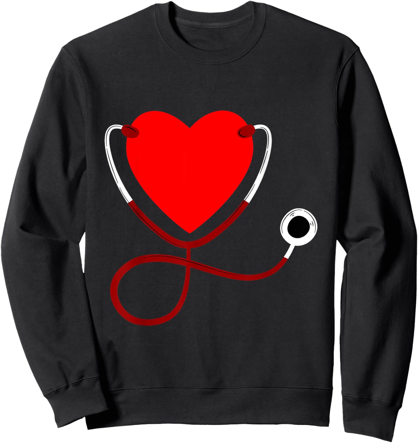 Stethoscope Heart Nurse Valentines Day Gift Nurse Sweatshirt - Sweatshirt | Black