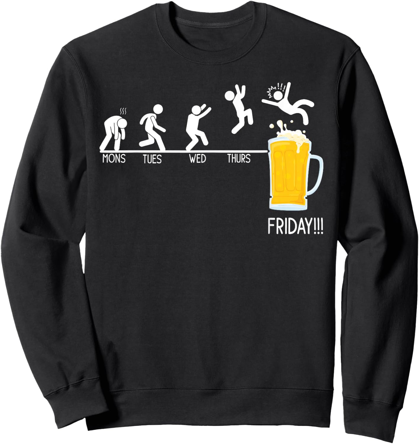 Monday Tuesday Wednesday Thursday Friday Funny Beer Drinking Sweatshirt - Sweatshirt | Black
