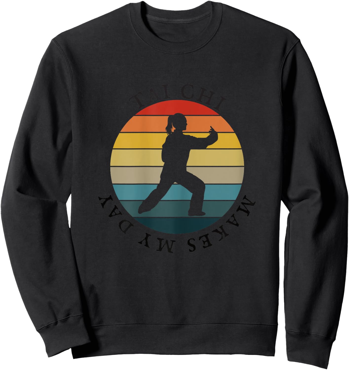 Tai Chi Makes My Day, Women Retro Vintage 80s Yin Yang Sweatshirt - Sweatshirt | Black