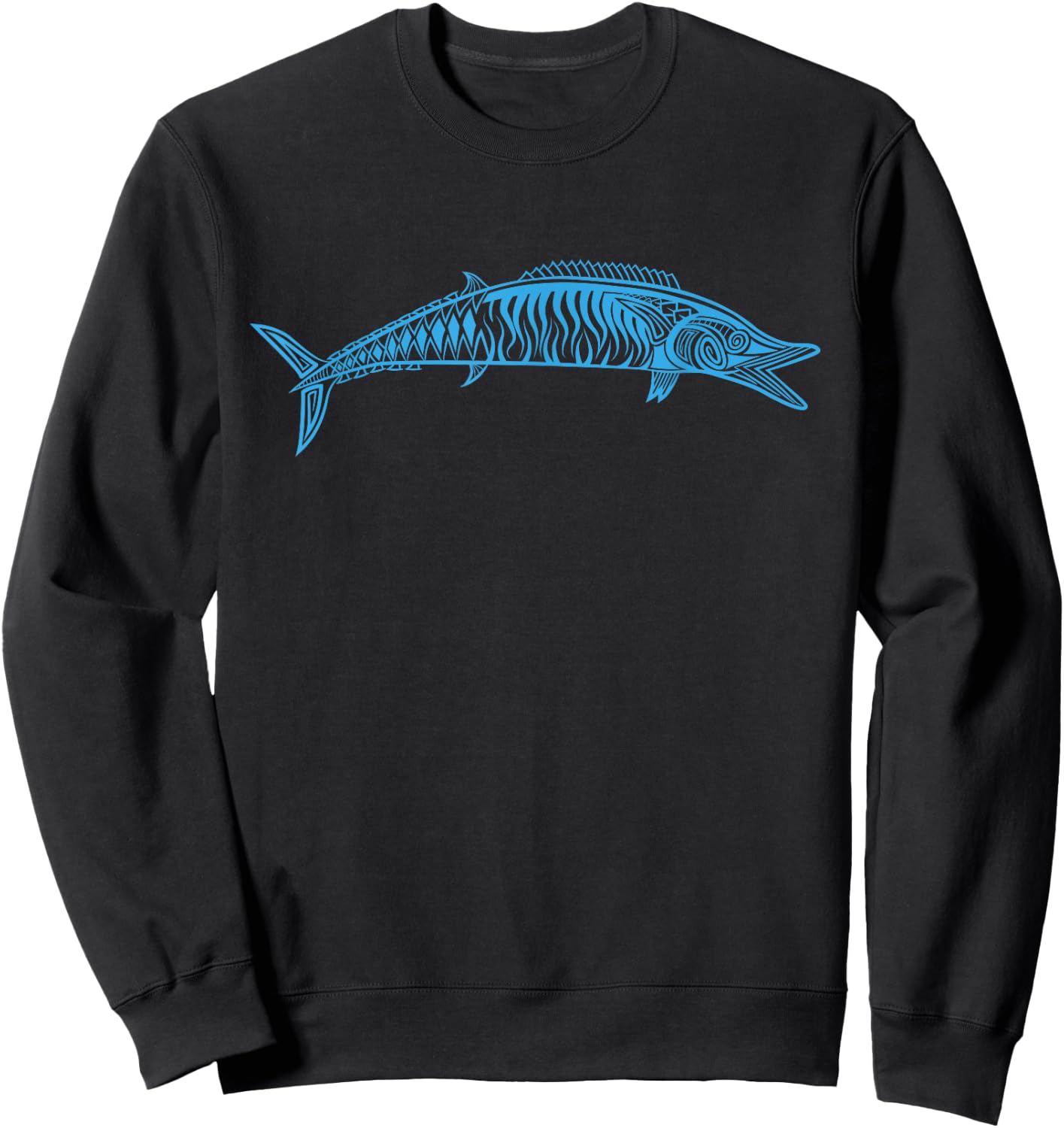 Wahoo Fishing Native Hawaiian - Hawaiian Tribal Sweatshirt - Sweatshirt | Black