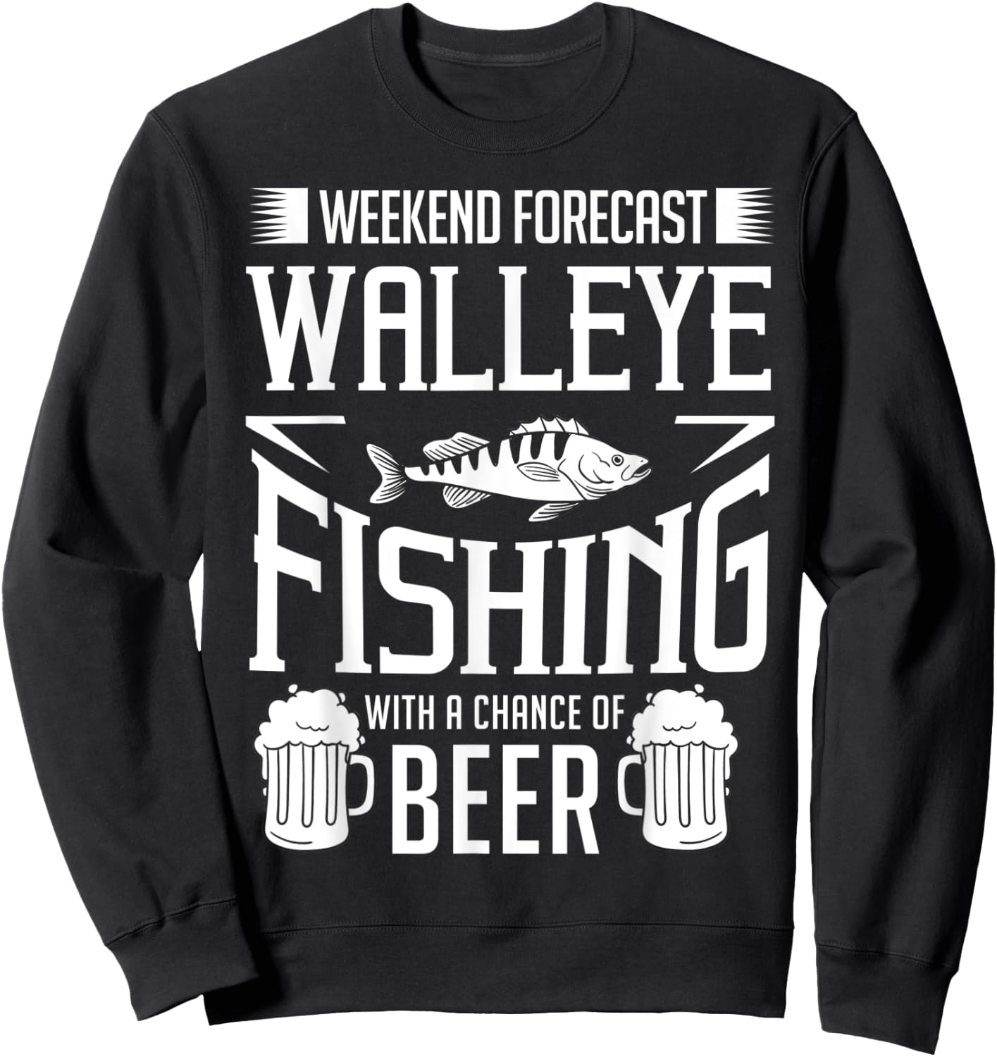 Walleye Lure Fishing Gift Walleye Fish Beer Sweatshirt - Sweatshirt | Black