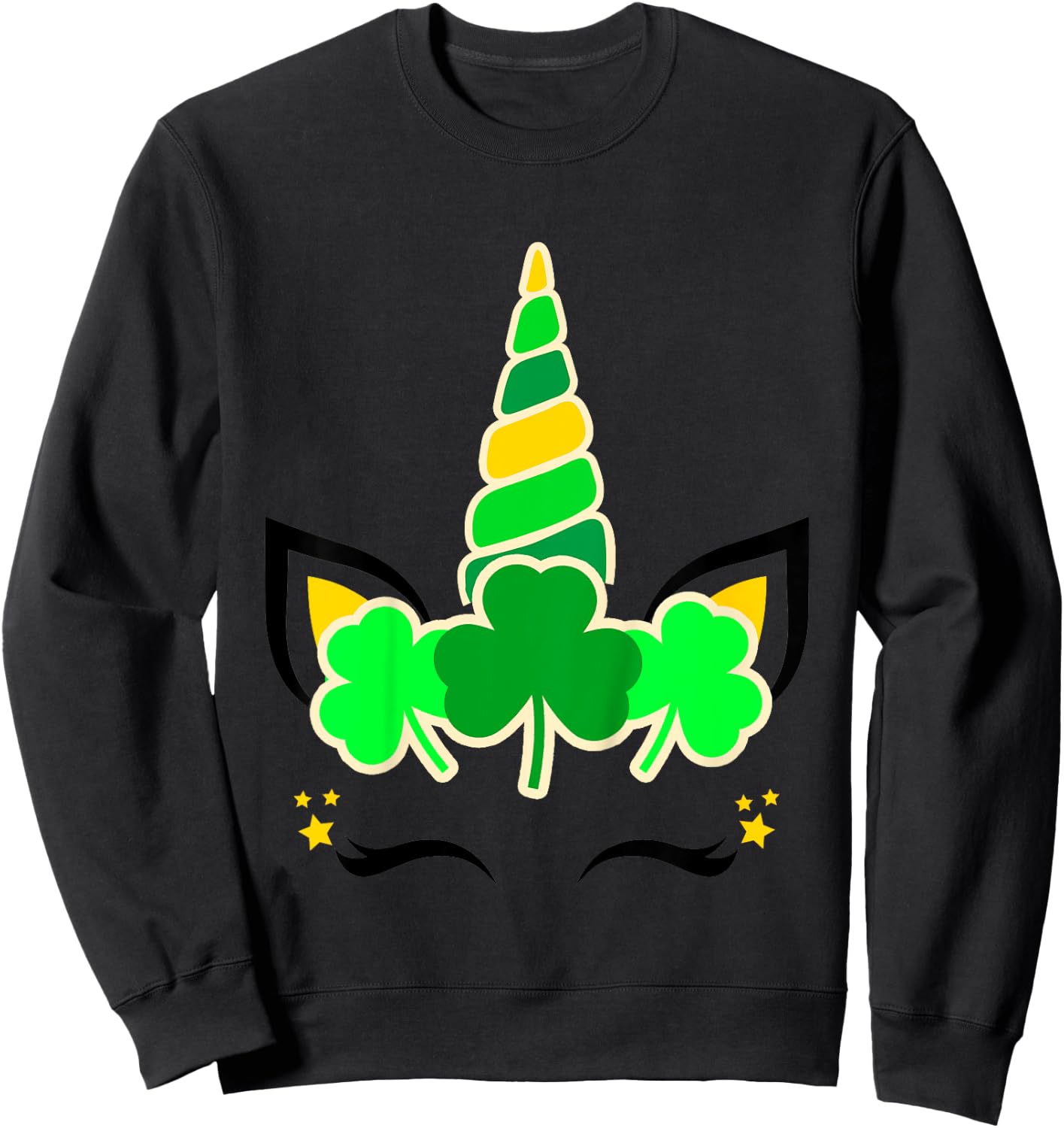 Kids Girls St Patricks Day Unicorn Toddler Shamrock Baby Clover Sweatshirt - Sweatshirt | Black
