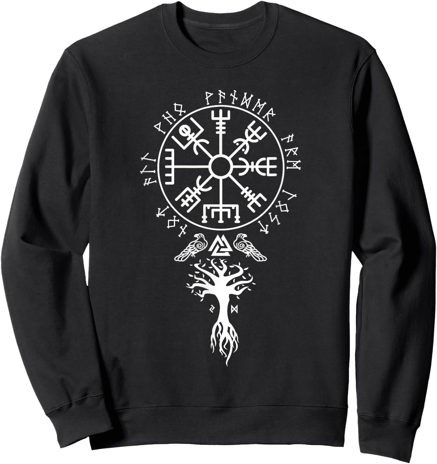 Cool Magical Stave Norse Symbol Ancient Mythology Vegvisir Runes Funny Viking Compass Nordic Gift Men Women Sweatshirt - Sweatshirt | Black