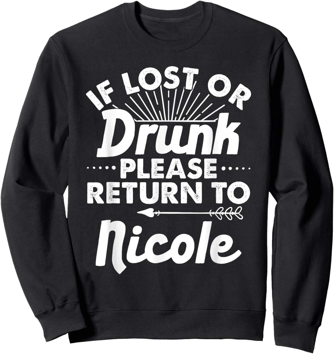 If Lost Or Drunk Please Return To NICOLE Gift Name Women Sweatshirt - Sweatshirt | Black
