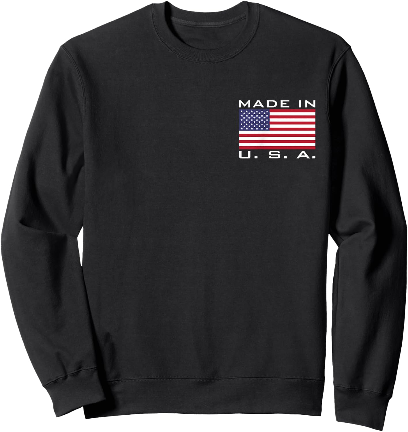 Made in The USA, Made in America, US Flag, Stars and Stripes Colour Sweatshirt - Sweatshirt | Black
