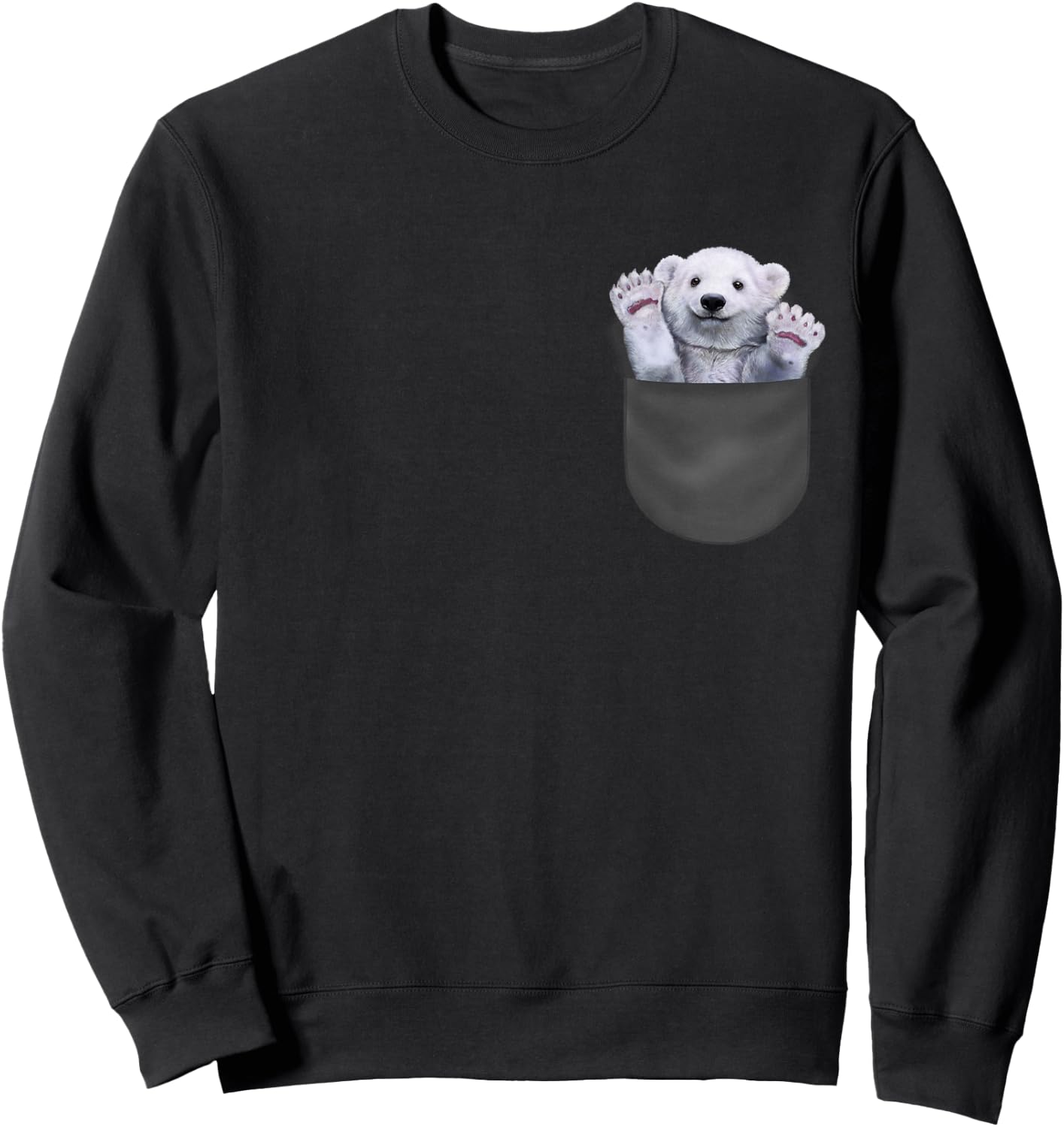 Cute Polar Bear in Pocket Sweatshirt - Sweatshirt | Black