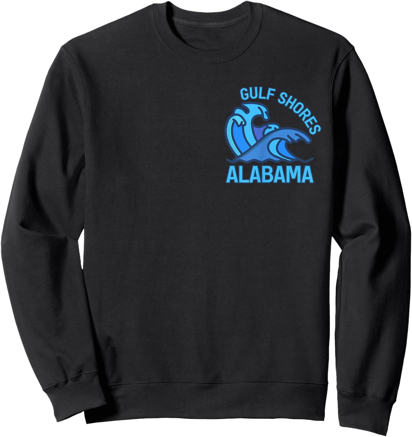 Graphic Gulf Shores Alabama Pocket Wave Souvenir Sweatshirt - Sweatshirt | Black