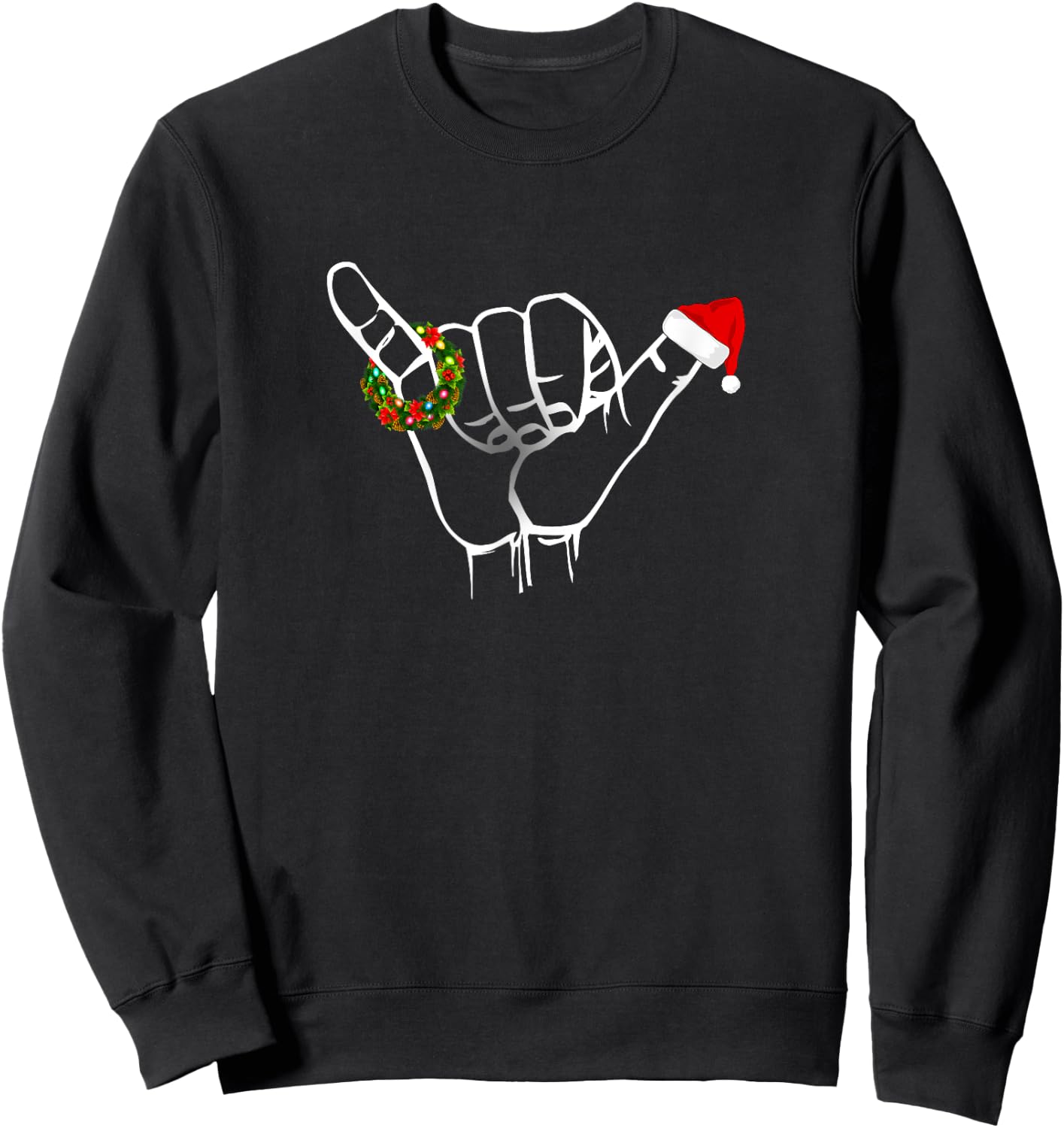 Shaka Sign Aloha Hand Good Vibe Hawaii Christmas Shaka Sweatshirt - Sweatshirt | Black