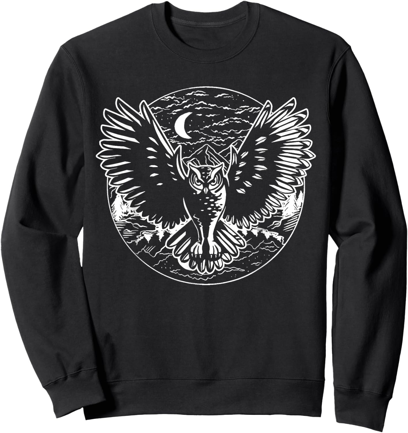 Owl | White Owl | Cute Owl | Red Owl | Night Owl Graphic Sweatshirt - Sweatshirt | Black