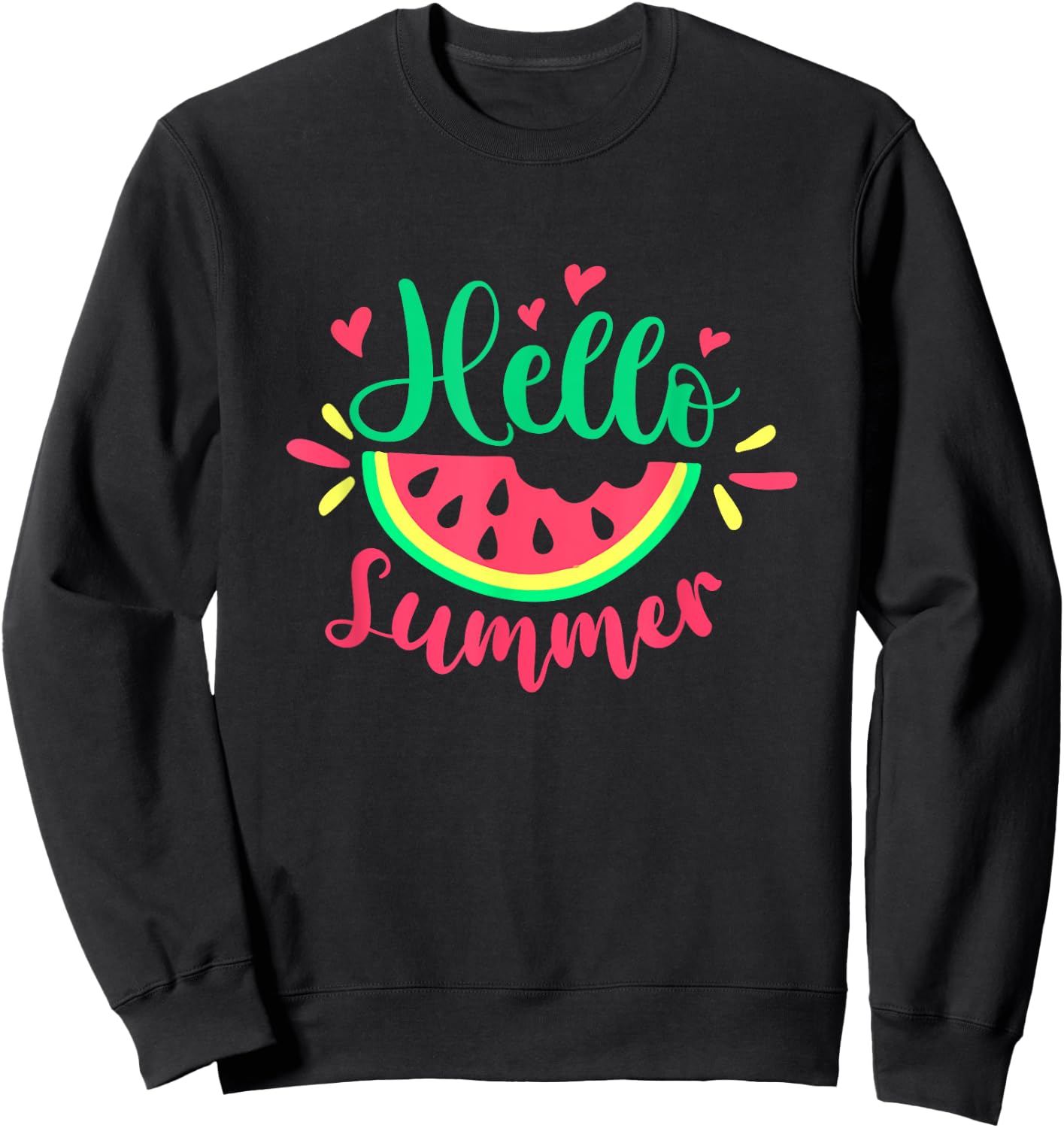 Hello Summer Watermelon Summertime Summer Vacation Women Girls Kids Sweatshirt - Sweatshirt | Black
