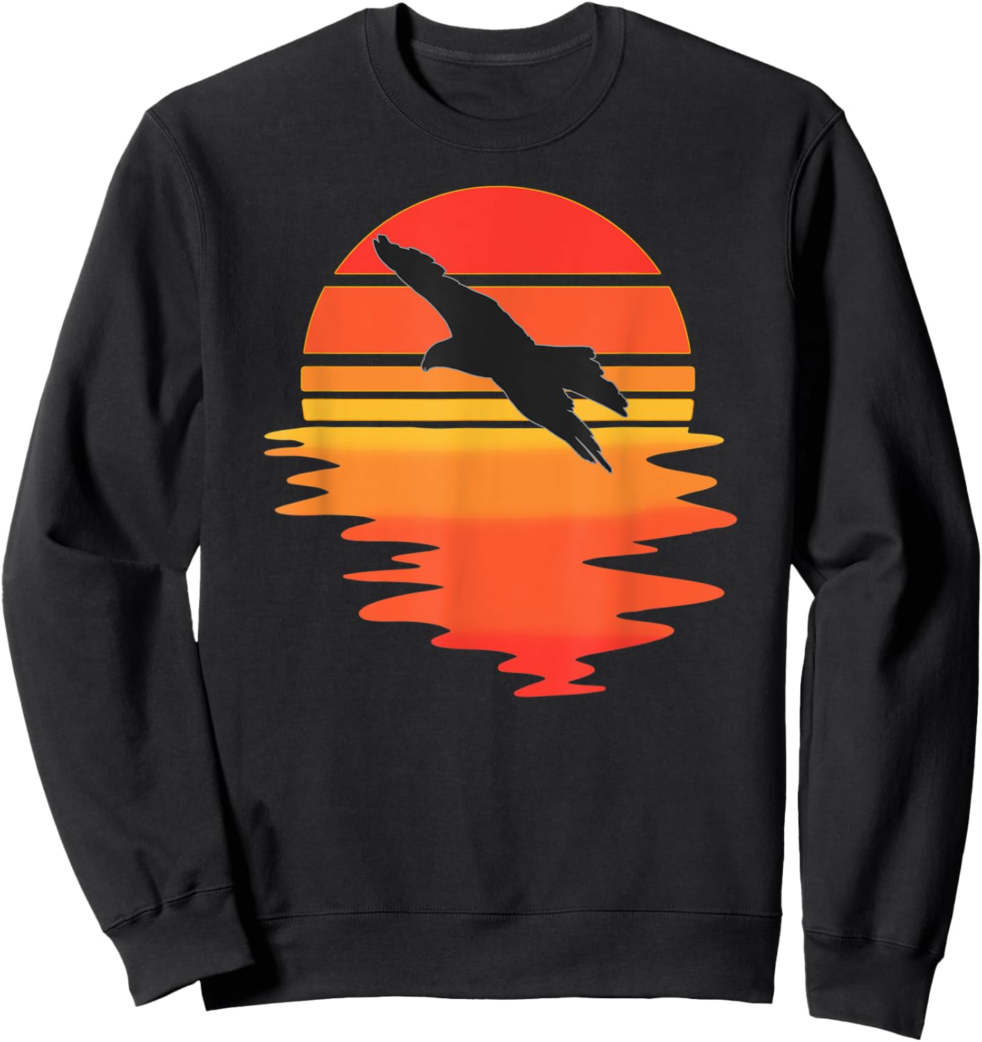 Retro Eagle - Cool Water Sunset large Bird Lovers Sweatshirt - Sweatshirt | Black