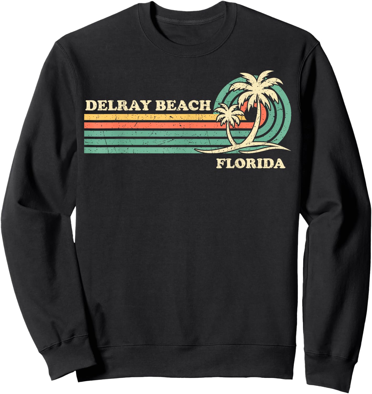 Vintage Retro Summer Vacation Florida Delray Beach Sweatshirt - Sweatshirt | Black