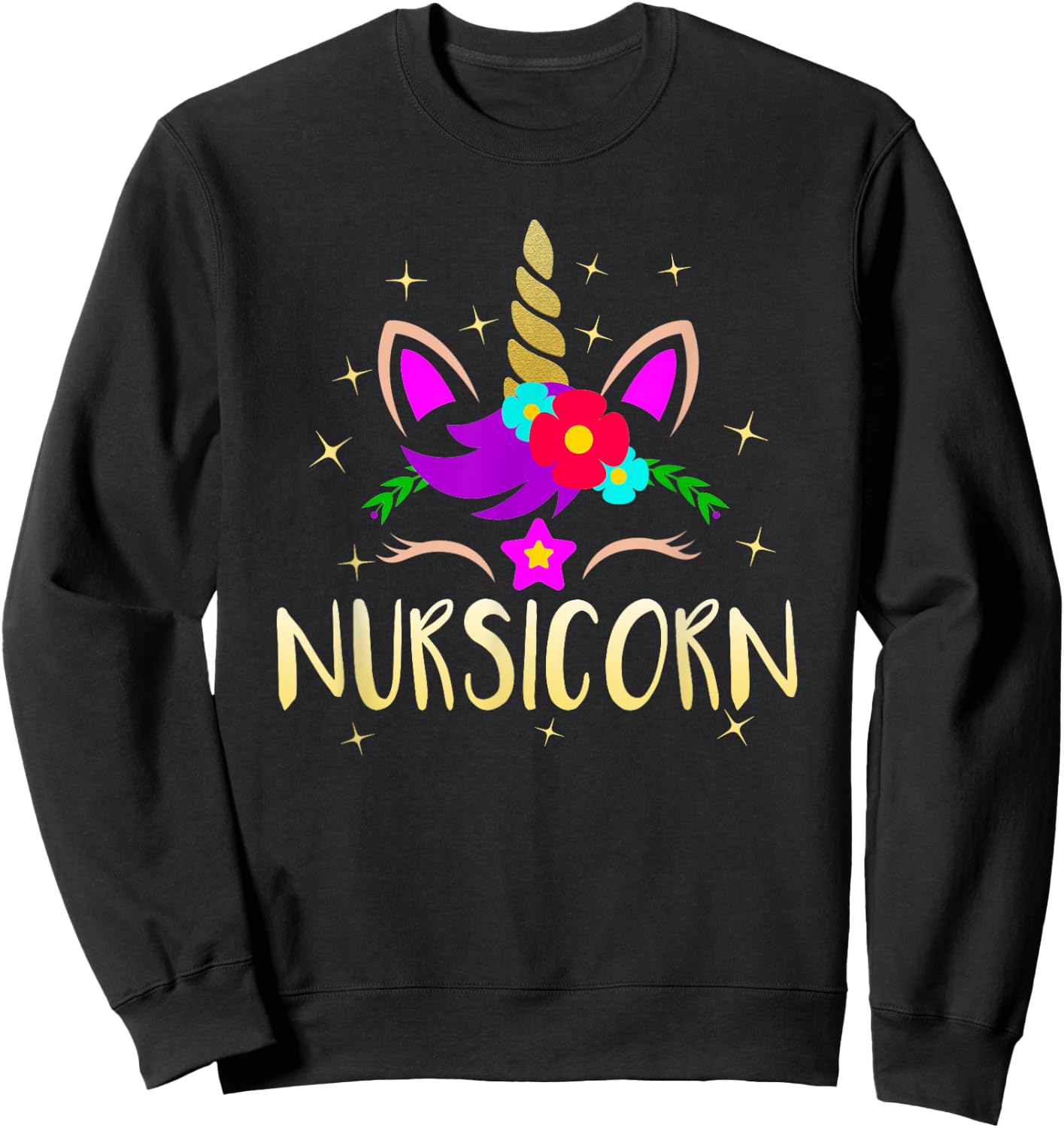 Nursicorn Funny Unicorn Female Nurse Sweatshirt - Sweatshirt | Black