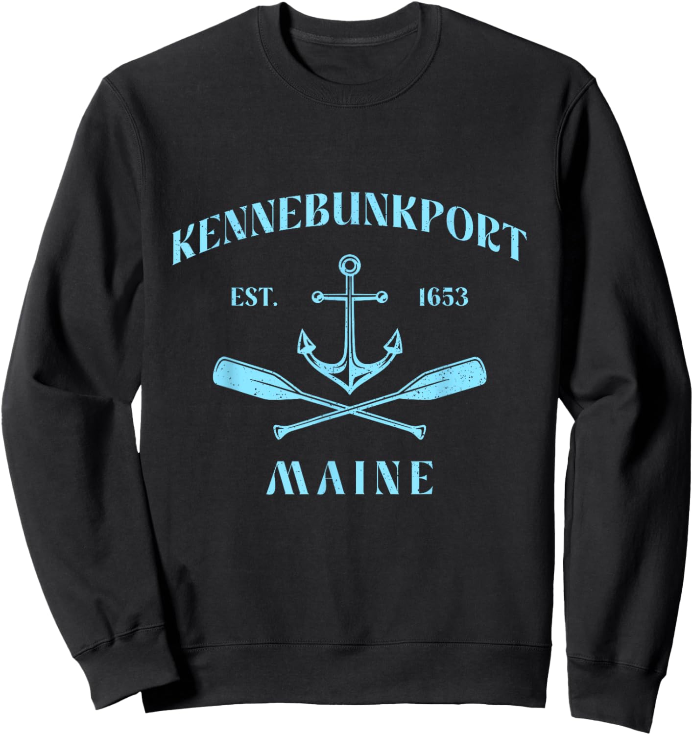 Vintage Nautical Boat Anchor & Crossed Oars Kennebunkport Sweatshirt - Sweatshirt | Black