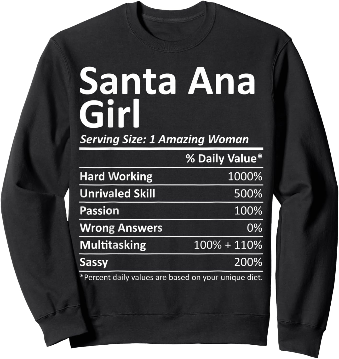 SANTA ANA GIRL CA CALIFORNIA Funny City Home Roots USA Gift Sweatshirt - Sweatshirt | Black