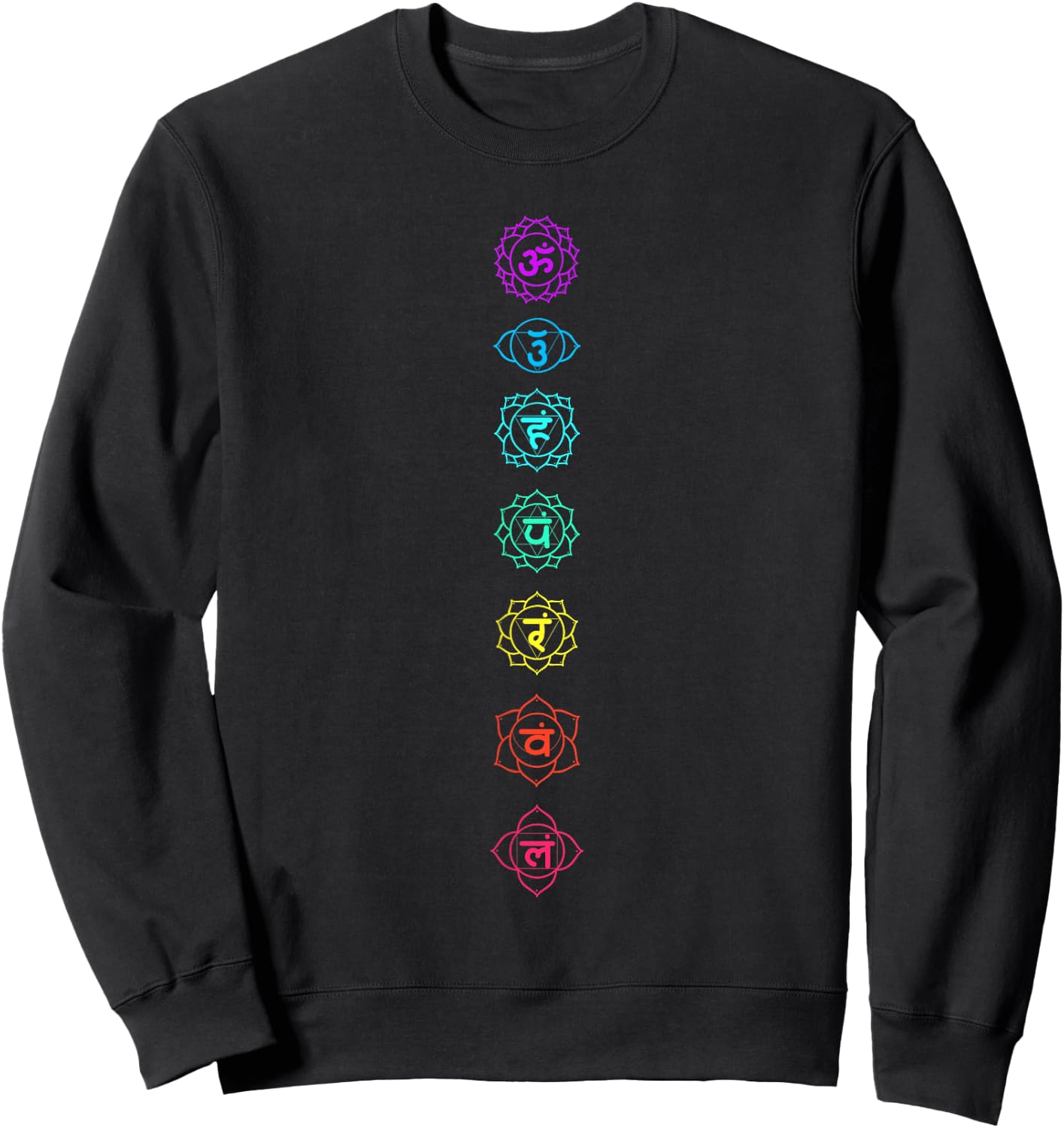 Chakras Om Anahata Sahasrara Mulsdhara Chakra Sweatshirt - Sweatshirt | Black
