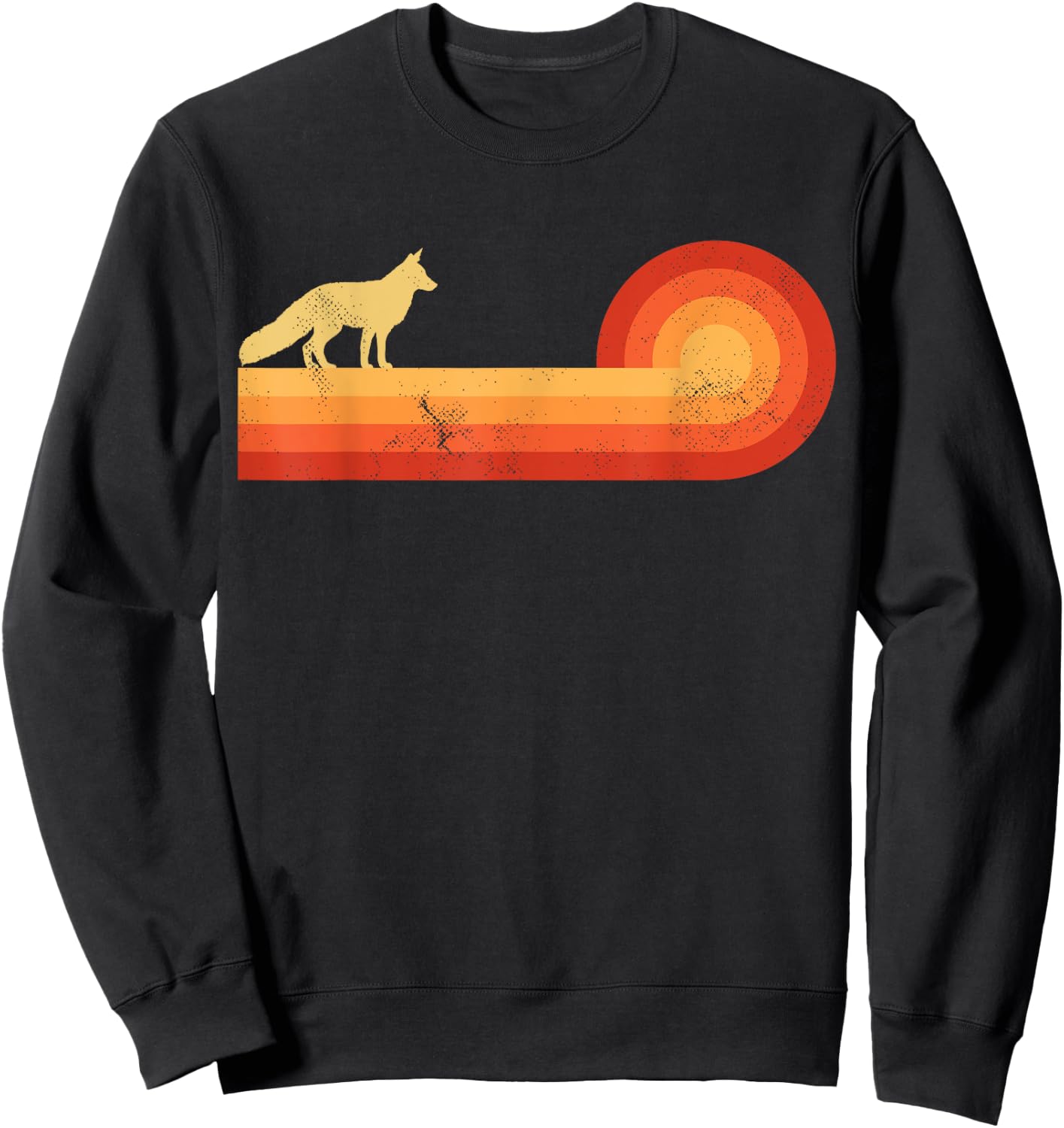 Fox Retro Vintage 60s 70s Sunset Mammal Animal Lovers Men Sweatshirt - Sweatshirt | Black