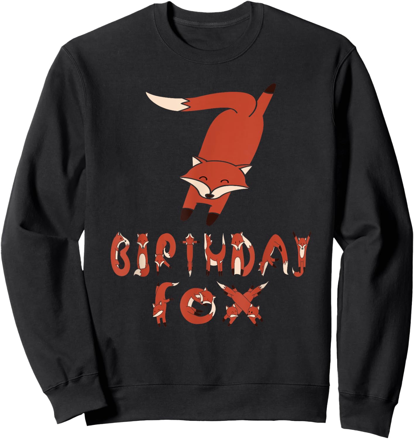 7th Birthday Fox Lover 7 Years Old Boys And Girls Party Sweatshirt - Sweatshirt | Black