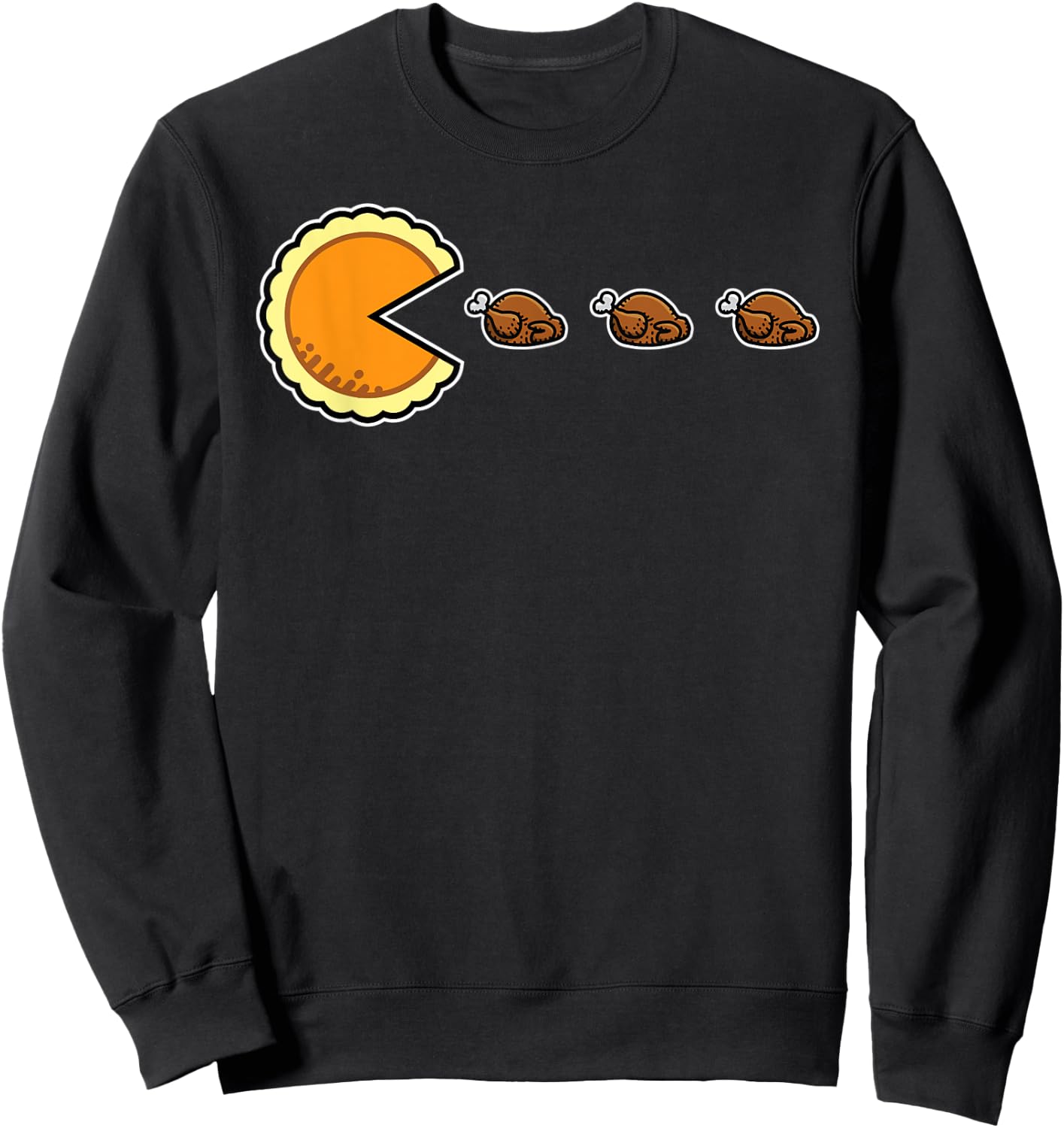 Pumpkin Pie and Turkeys Funny 80s Video Game Thanksgiving Sweatshirt - Sweatshirt | Black