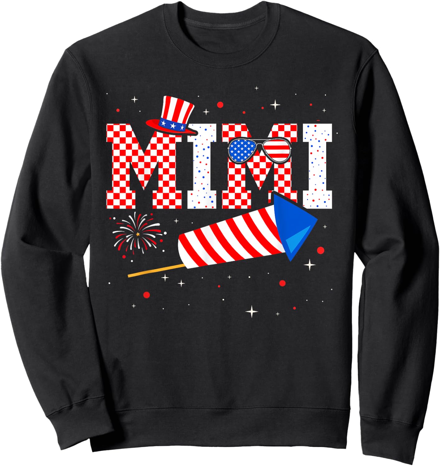 Mimi Sunglasses USA Flag Fireworks Patriotic 4th Of July Sweatshirt - Sweatshirt | Black