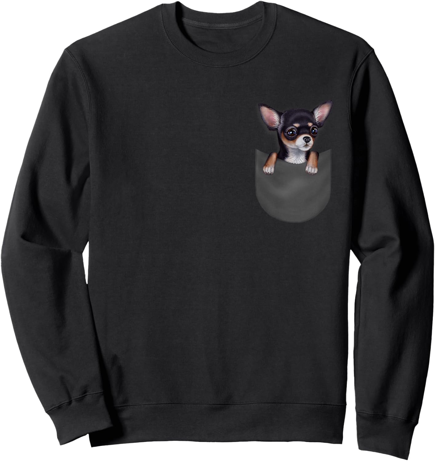 Black Chihuahua Dog in Pocket Women Kids Sweatshirt - Sweatshirt | Black