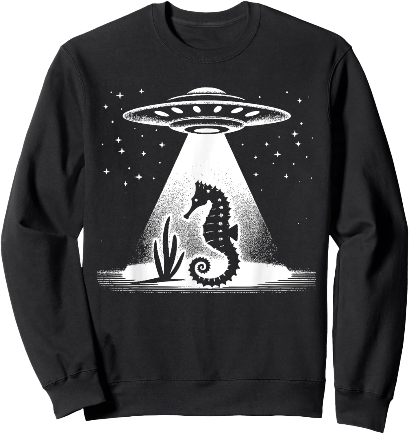 Seahorse Dad Mom Lover - Funny Alien UFO Sweatshirt - Sweatshirt | Black