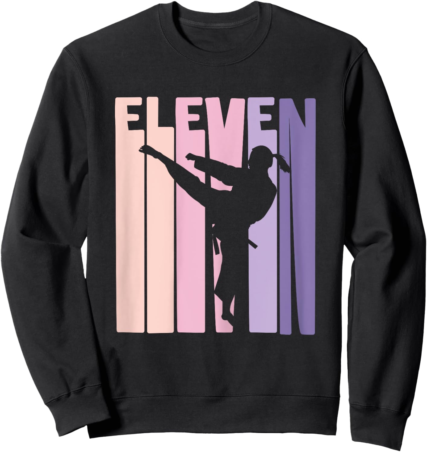 11th Birthday Gift Karate Retro Taekwondo Martial Arts Girls Sweatshirt - Sweatshirt | Black