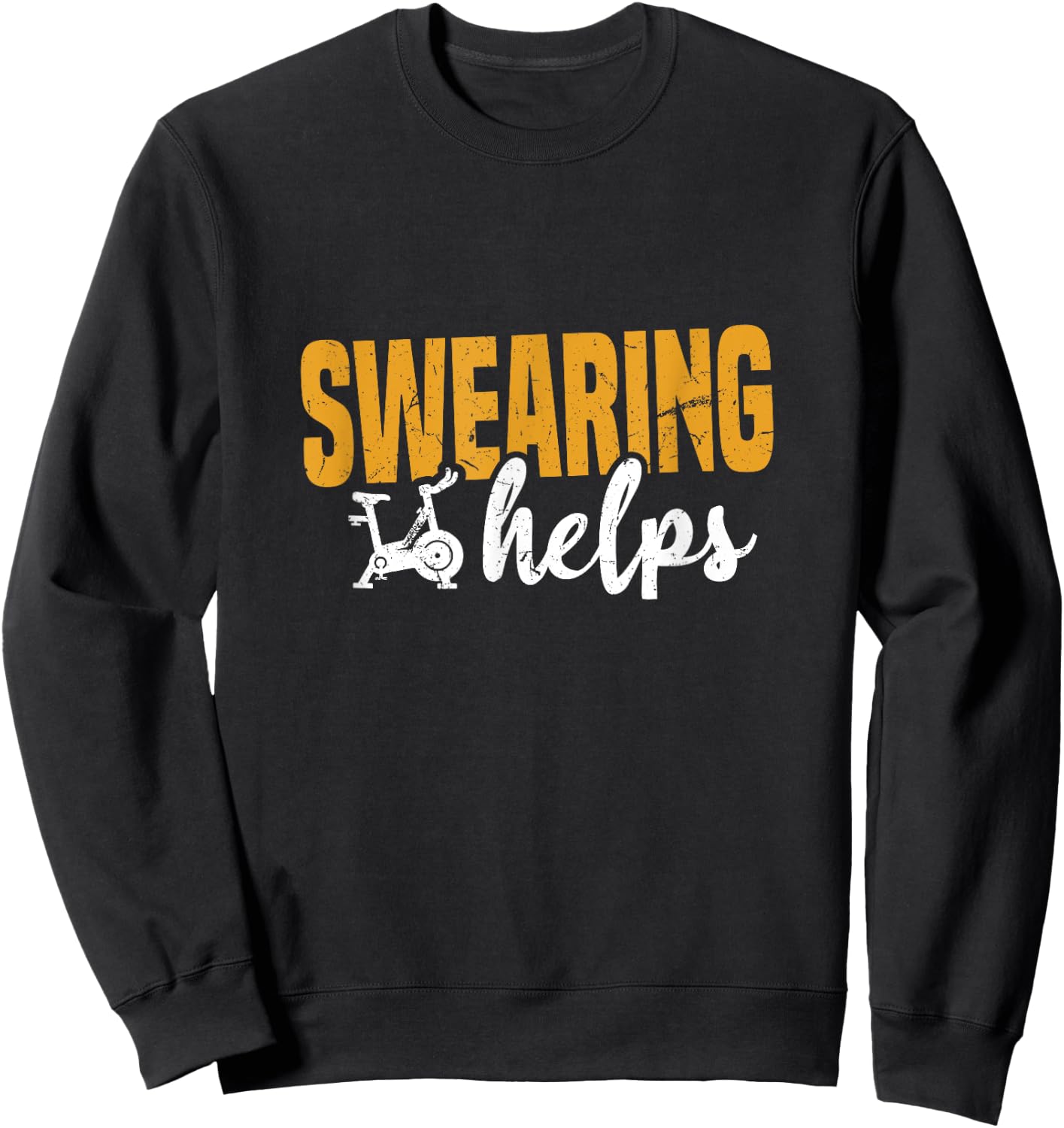 Swearing Helps | Funny Spin Class Cycle Training Joke Sweatshirt - Sweatshirt | Black