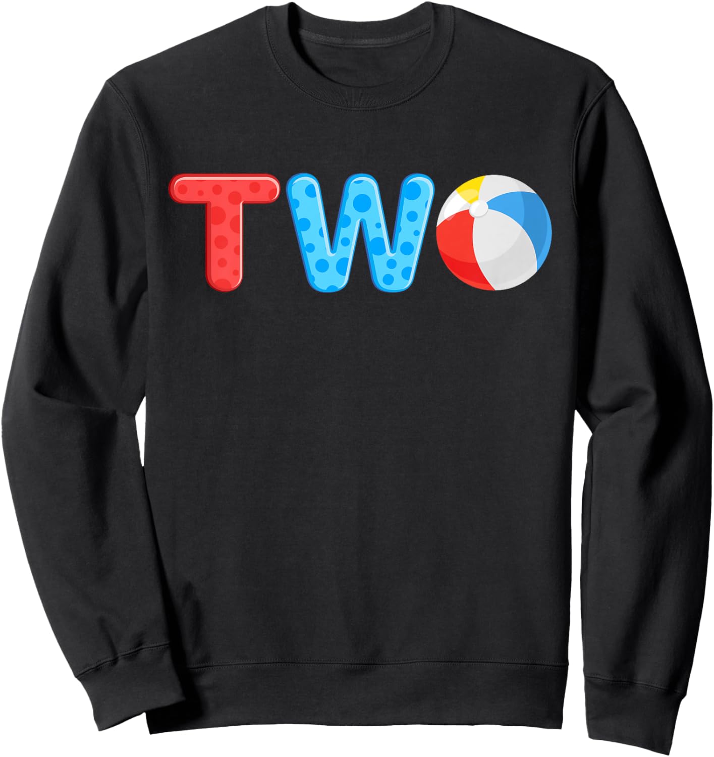 2nd Birthday Two Year Old Beach Ball Theme Summer Pool Party Kids Sweatshirt - Sweatshirt | Black