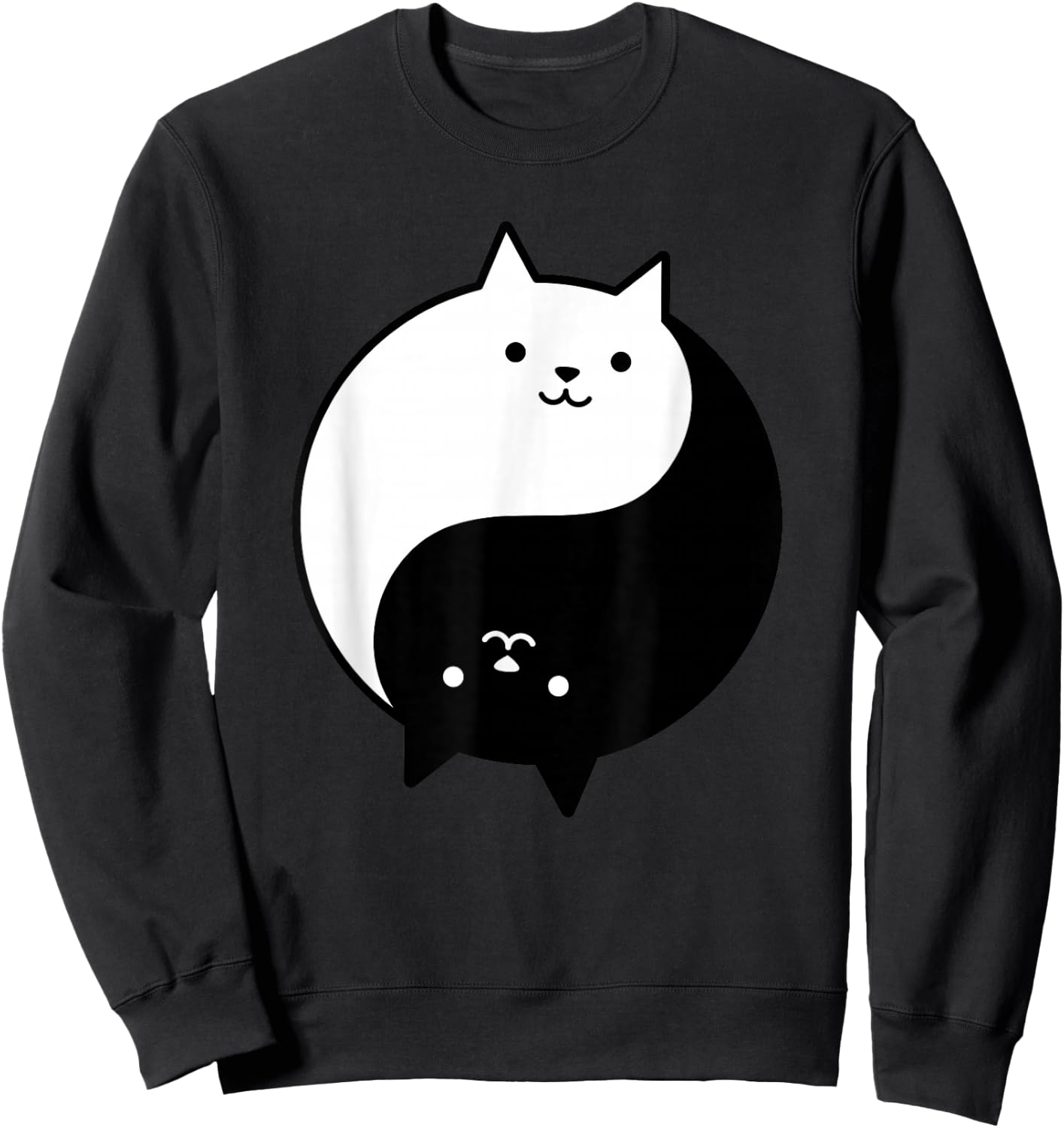 Cute Cats Yin Yang Yoga Zen Kitty Black and White Cat Sweatshirt - Sweatshirt | Black