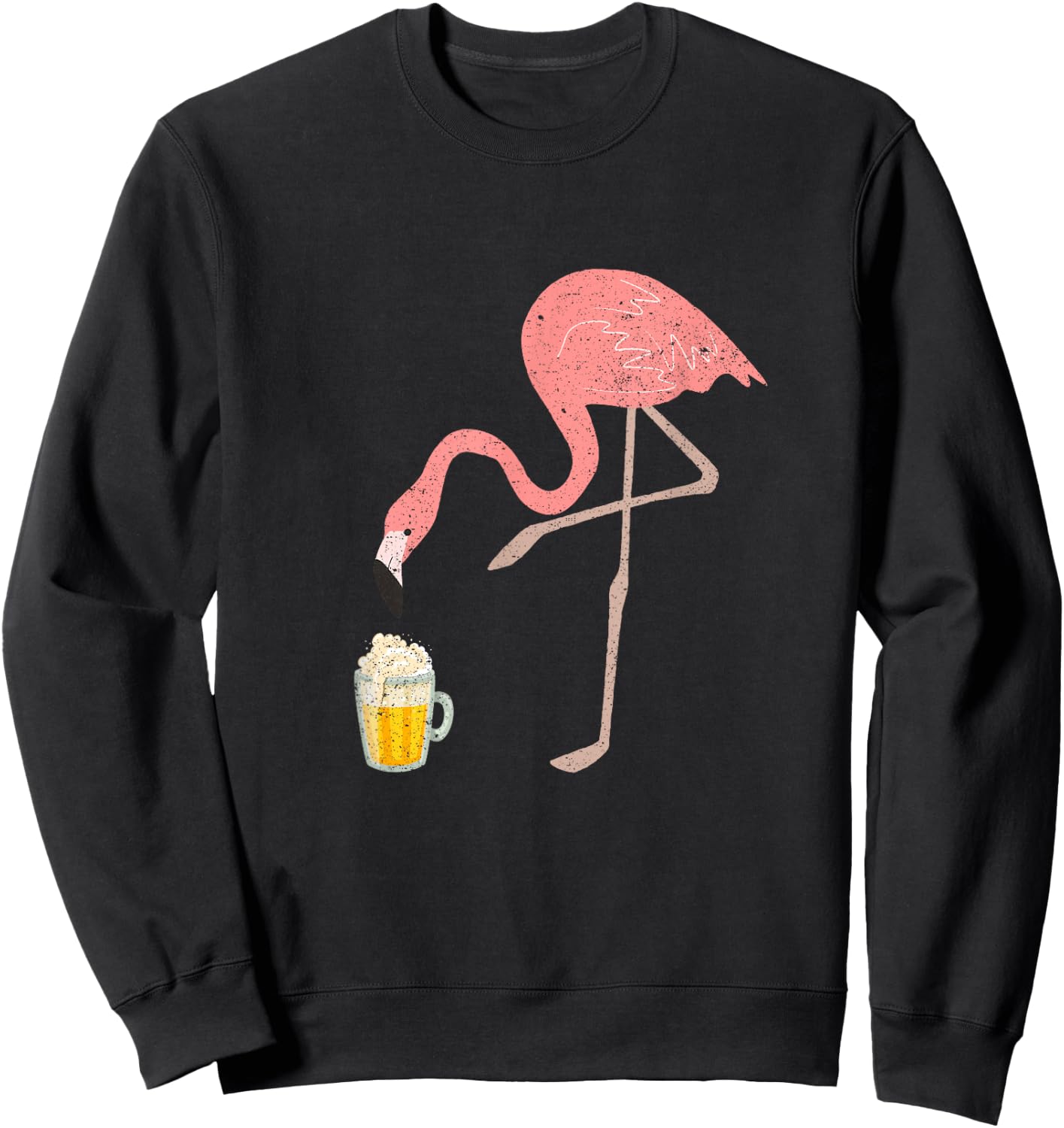 Flamingo Drinking Beer Drinking Party Vintage Beer Drinker Sweatshirt - Sweatshirt | Black